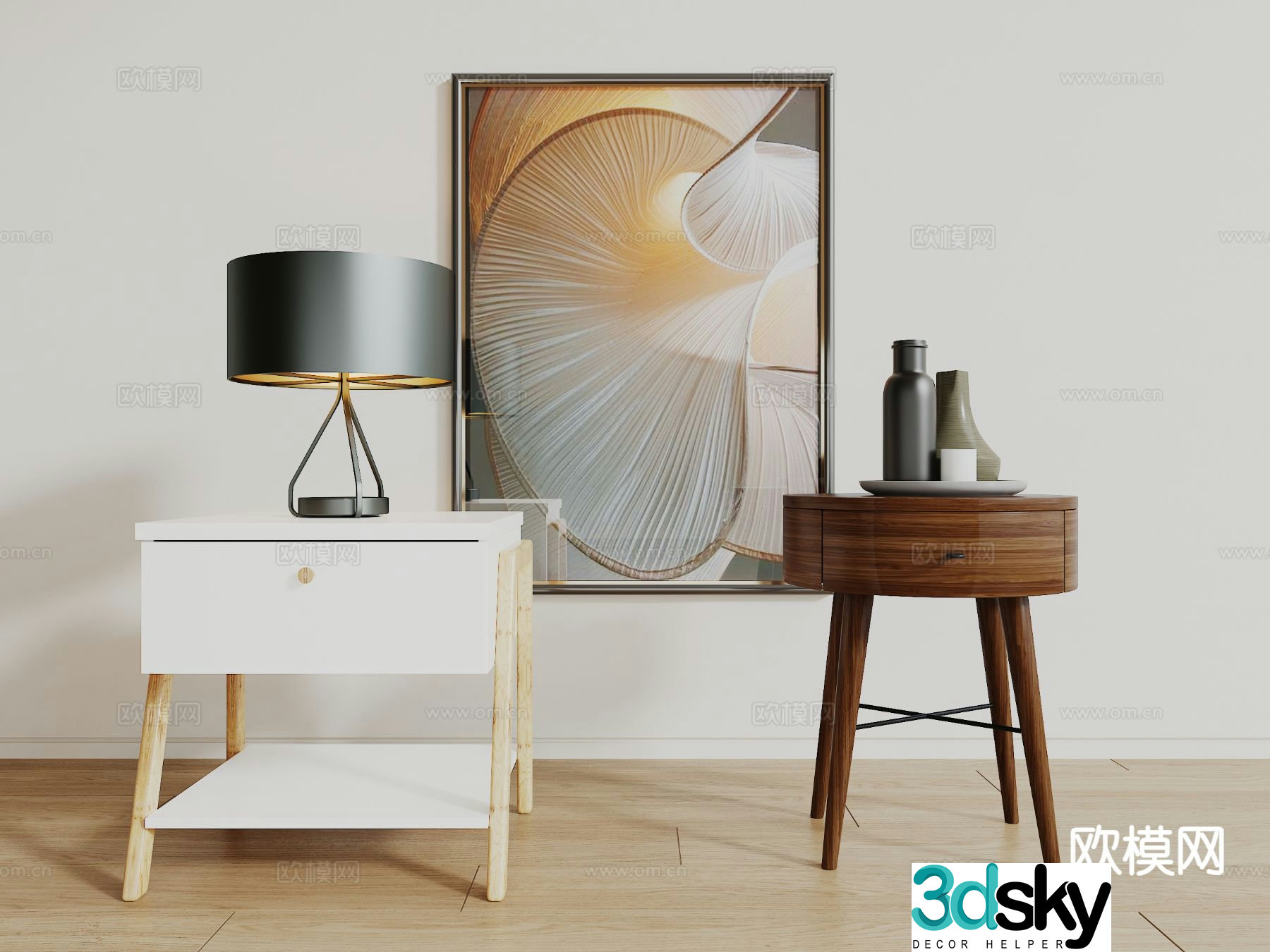 Nordic bedside table 3d model