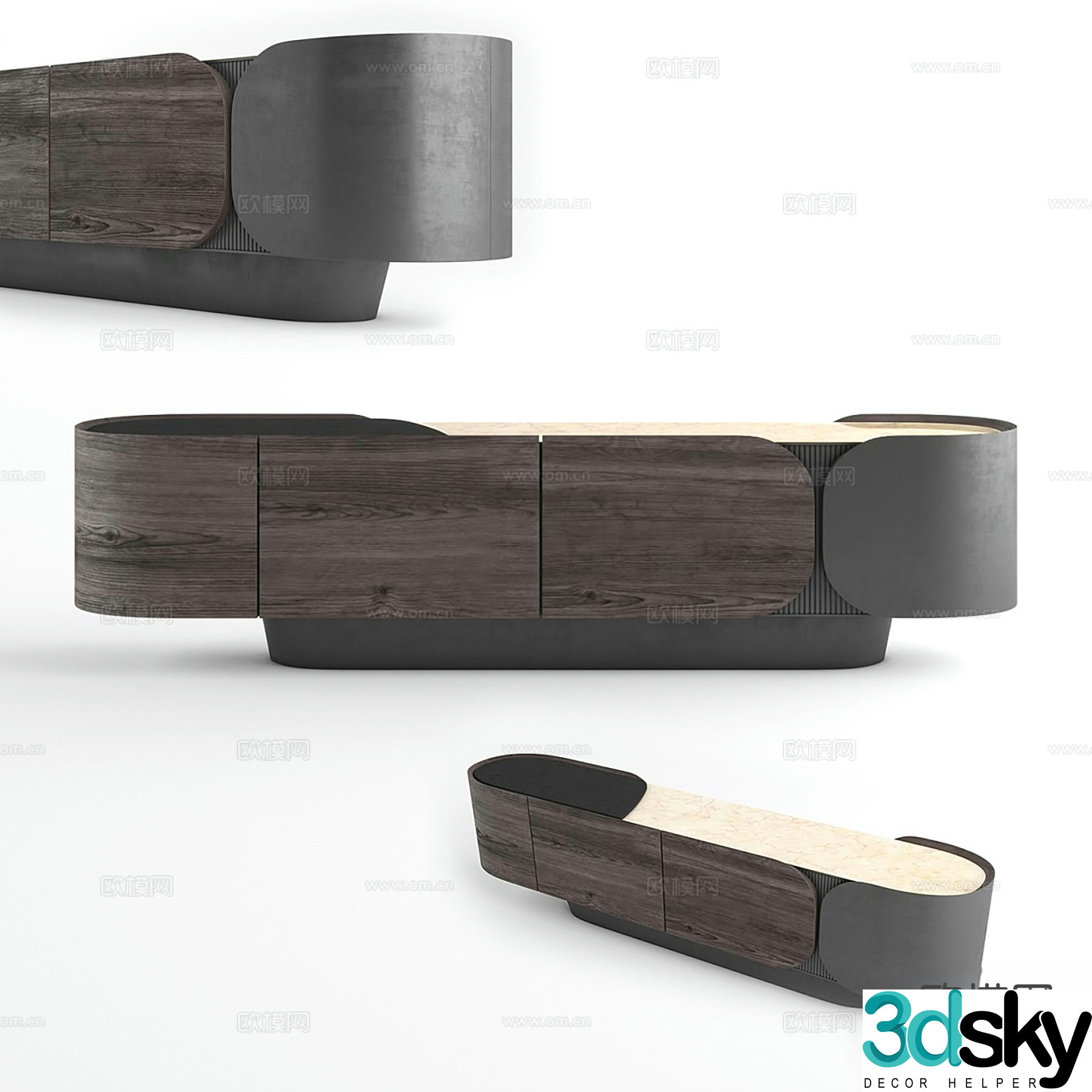 Bojy Low modern solid wood front desk 3d model
