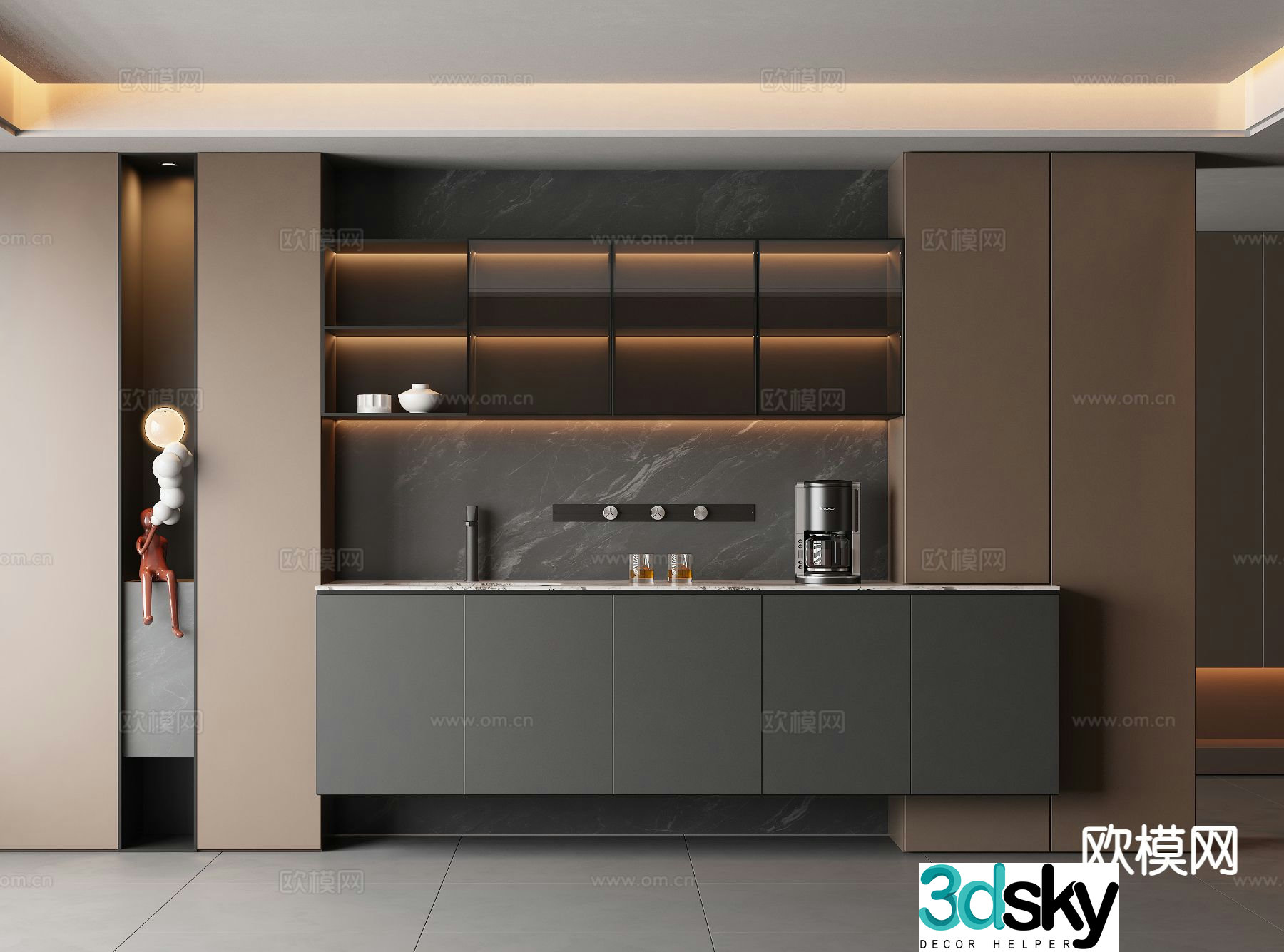 Italian wine cabinet sideboard 3d model