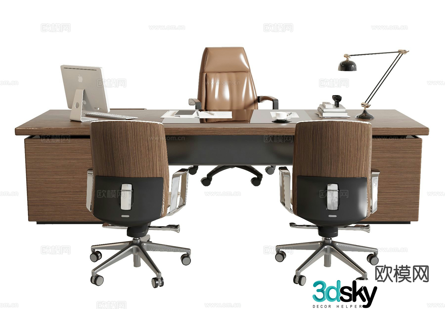Modern desk desk desk chair office chair boss desk 3d model