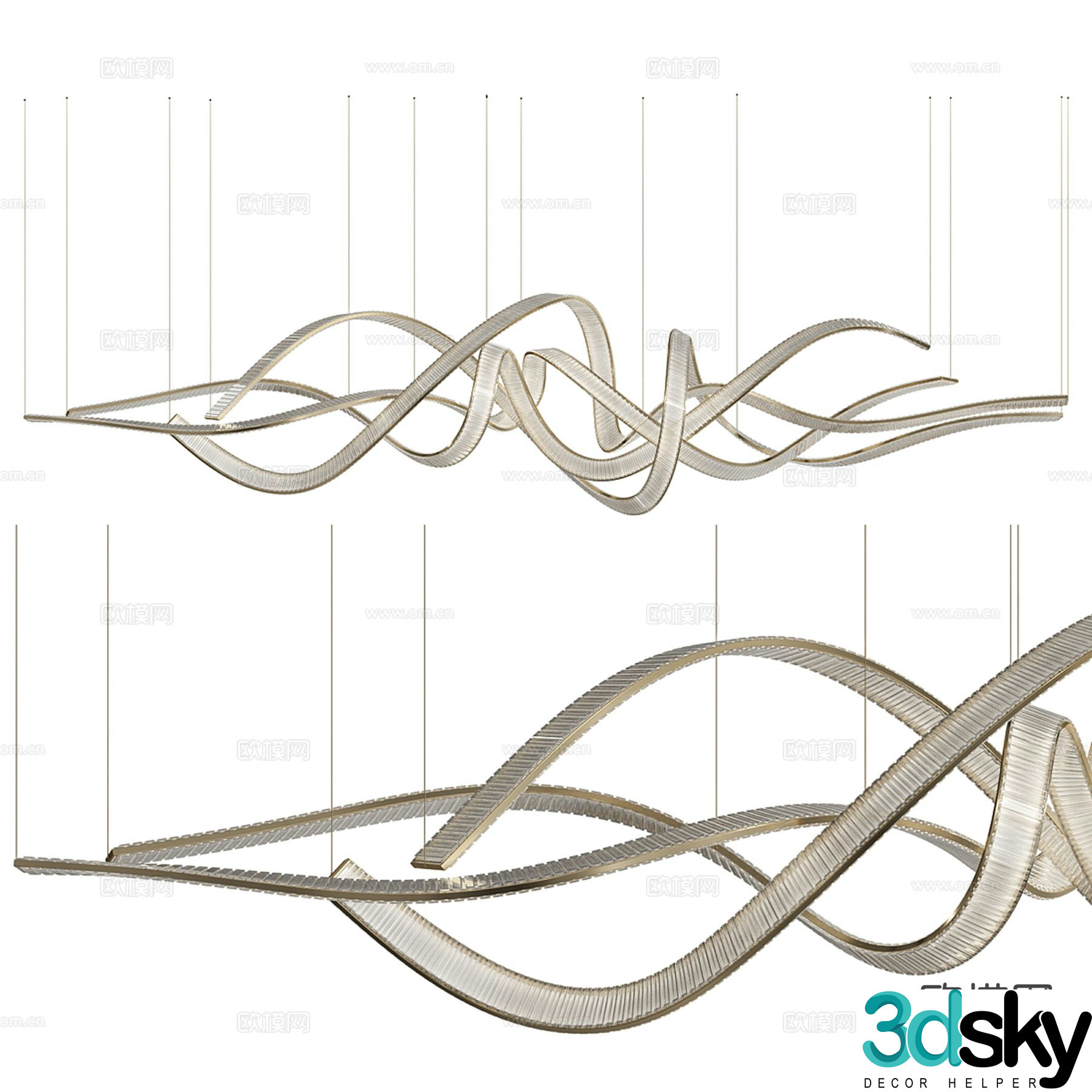 Modern streamer chandelier 3d model
