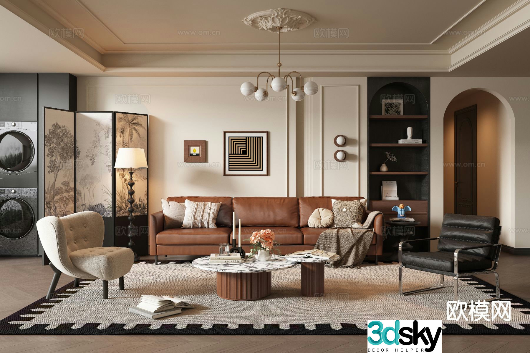 Middle-aged living room 3d model
