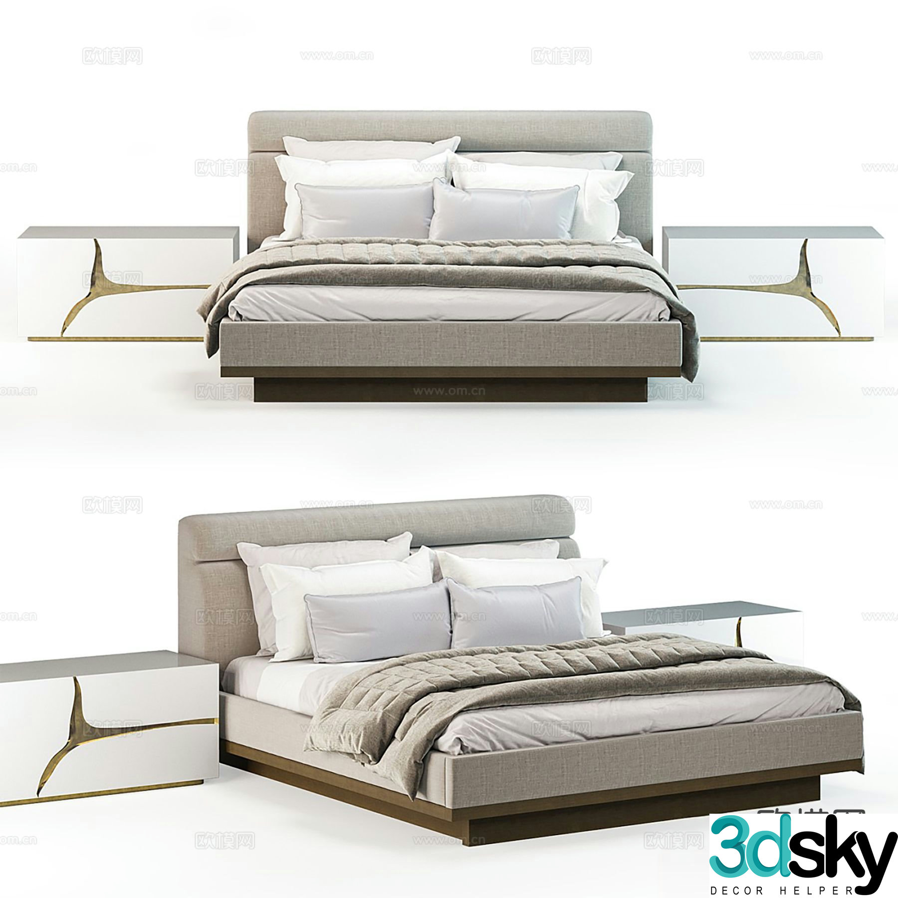 Baker modern double bed 3d model