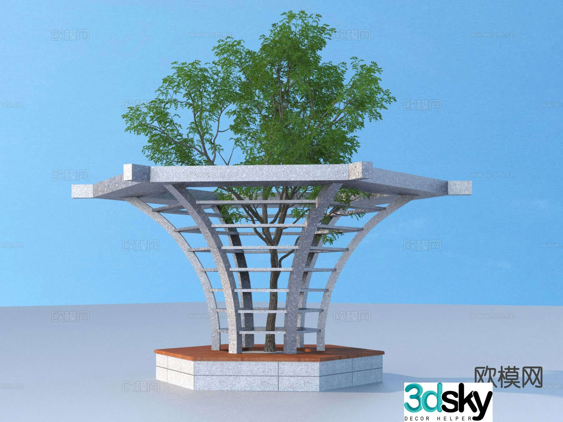 Tree Pond Landscape Sketch 3D Model