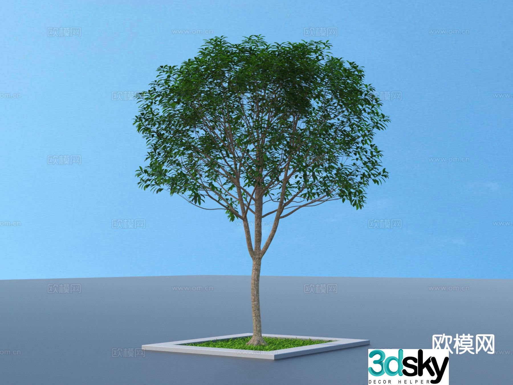 Tree Pond Landscape Sketch 3D Model