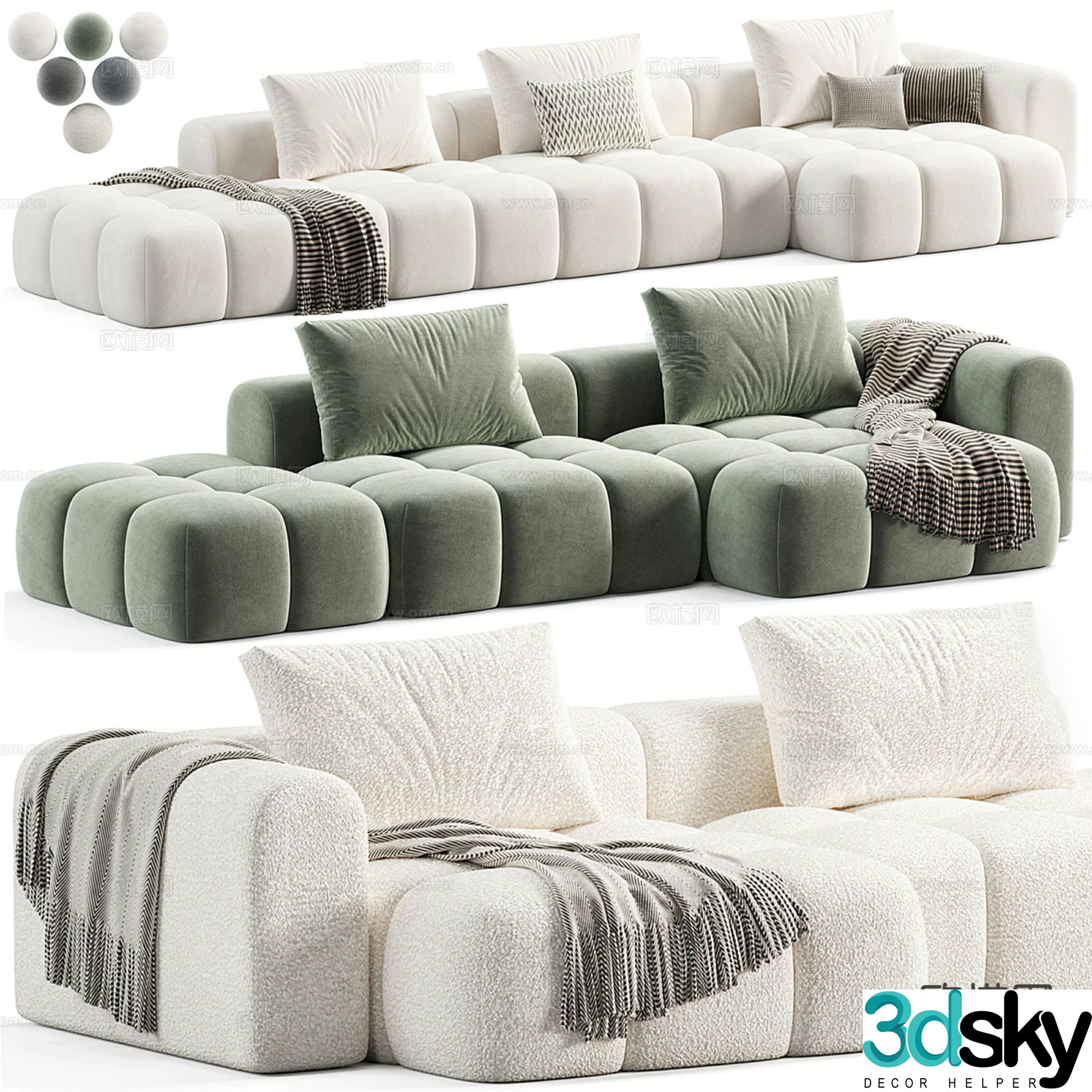 Shamara multi-person sofa 3d model