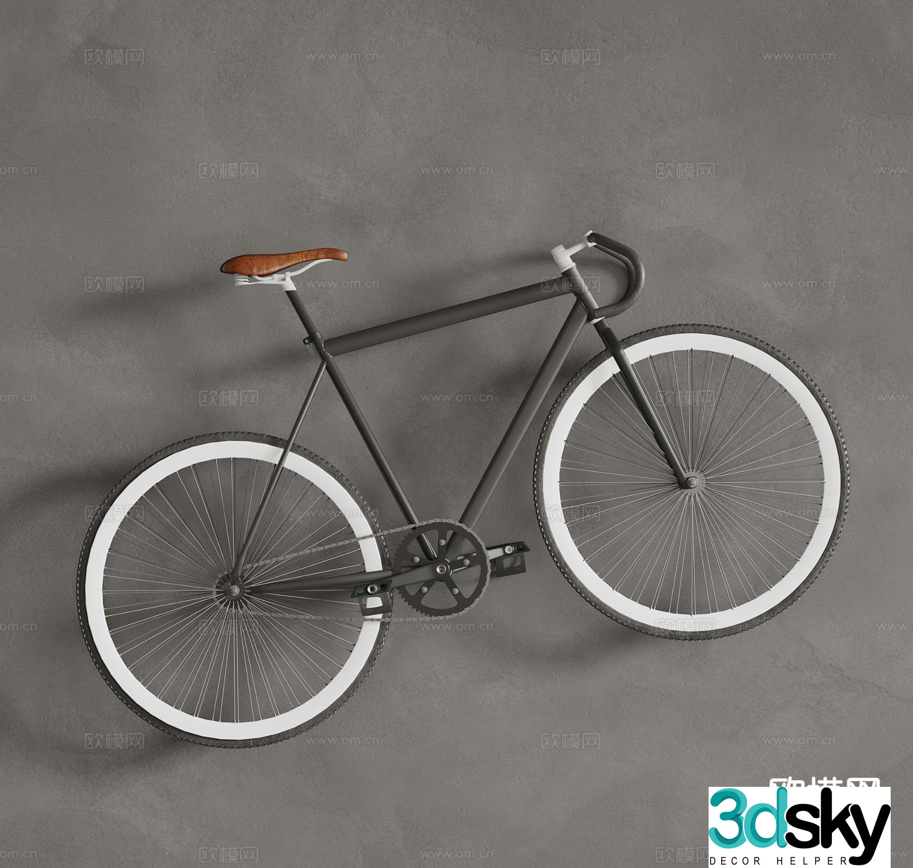 modern mountain bike racing bicycle 3d model