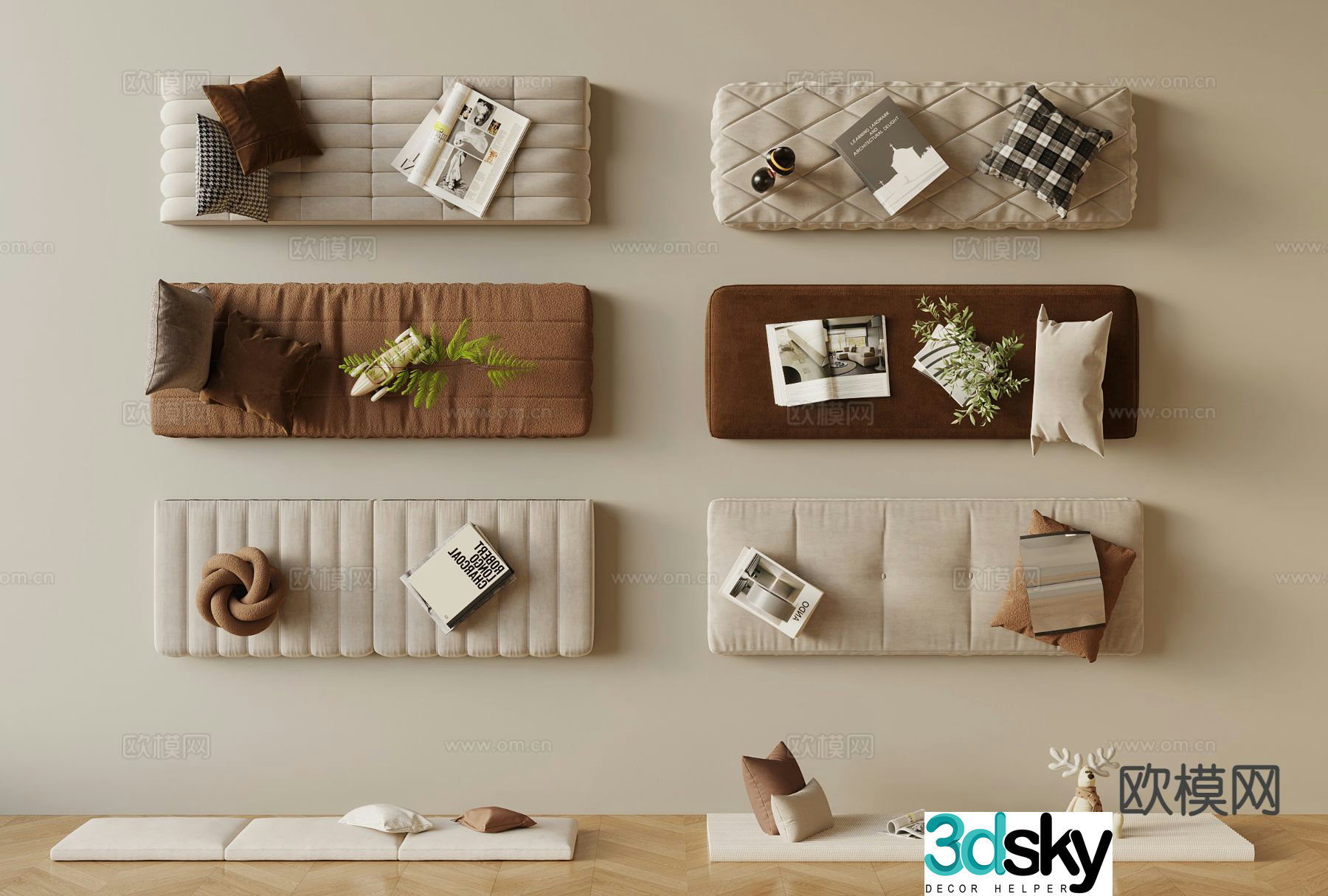 Seat cushion bay window cushion sofa cushion 3d model