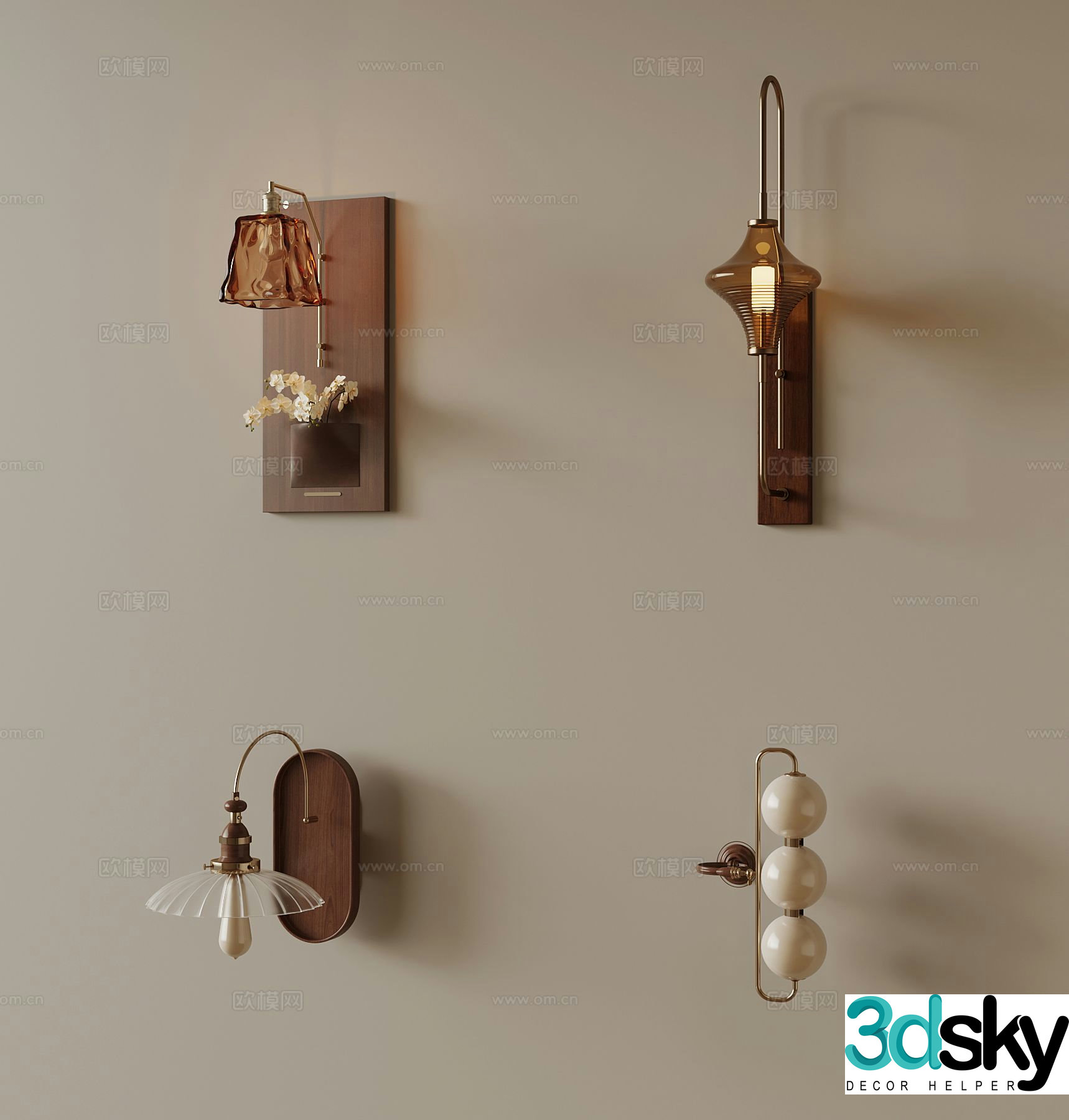 Medieval style wall lamp 3d model
