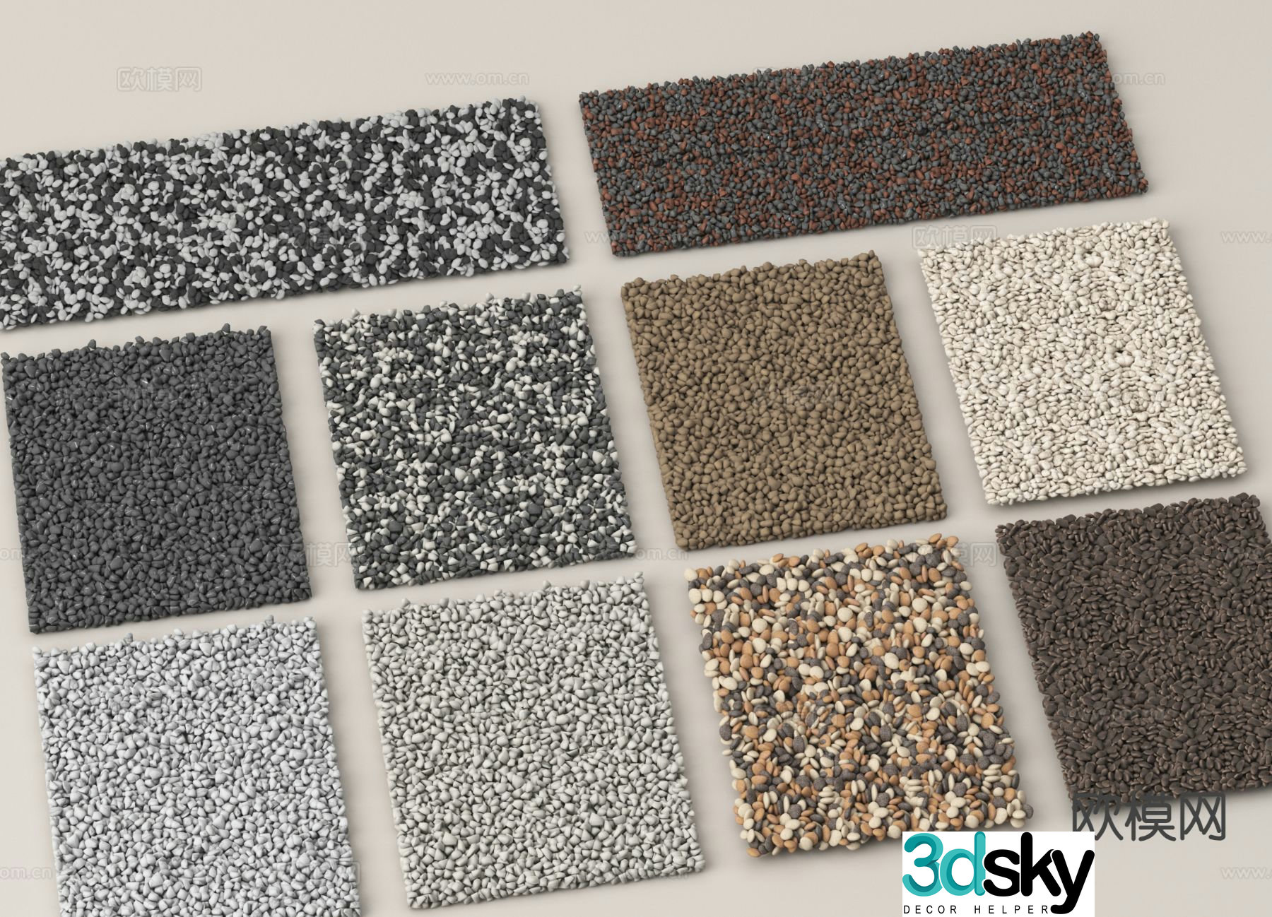 modern cobblestone gravel 3d model