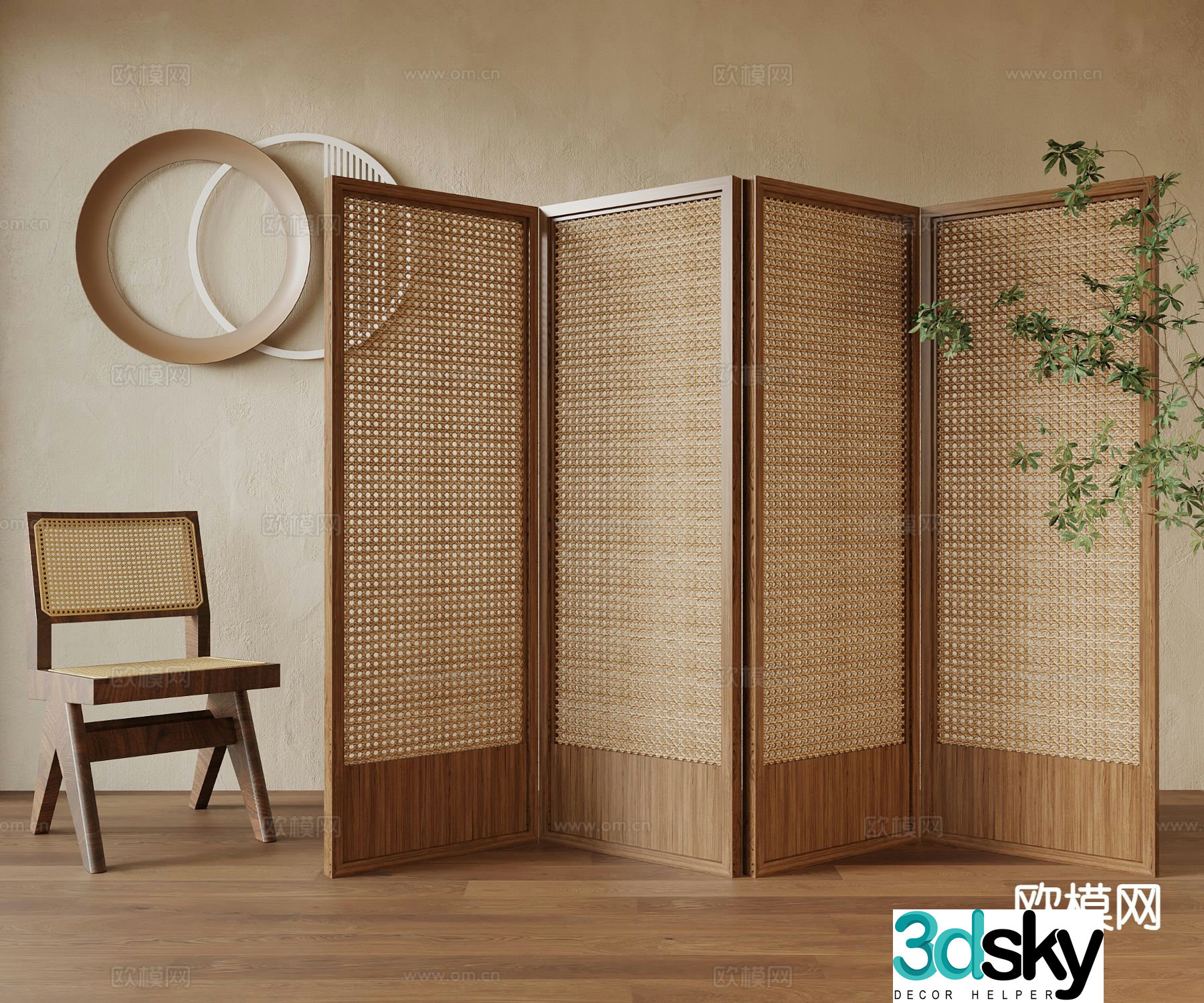 3D model of medieval style screen partition