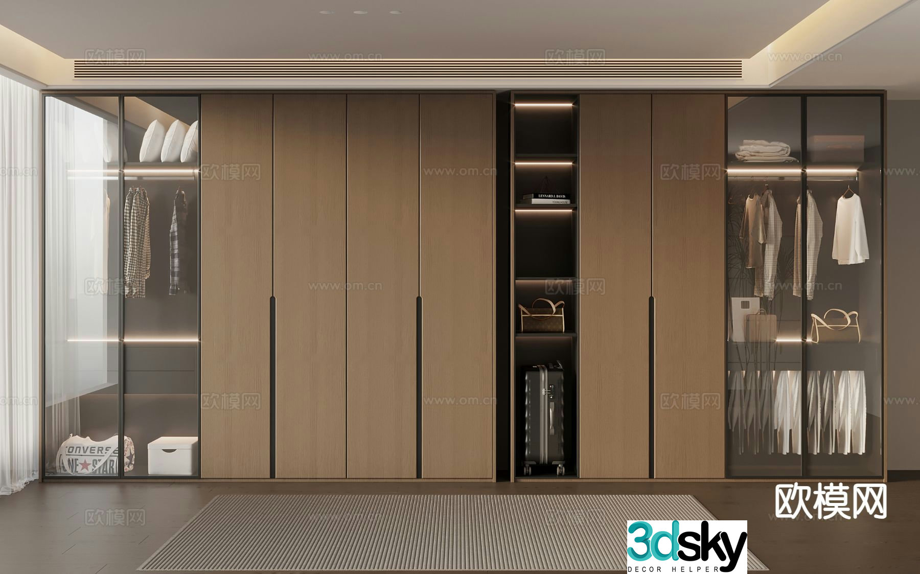 Italian style integrated wardrobe 3D model