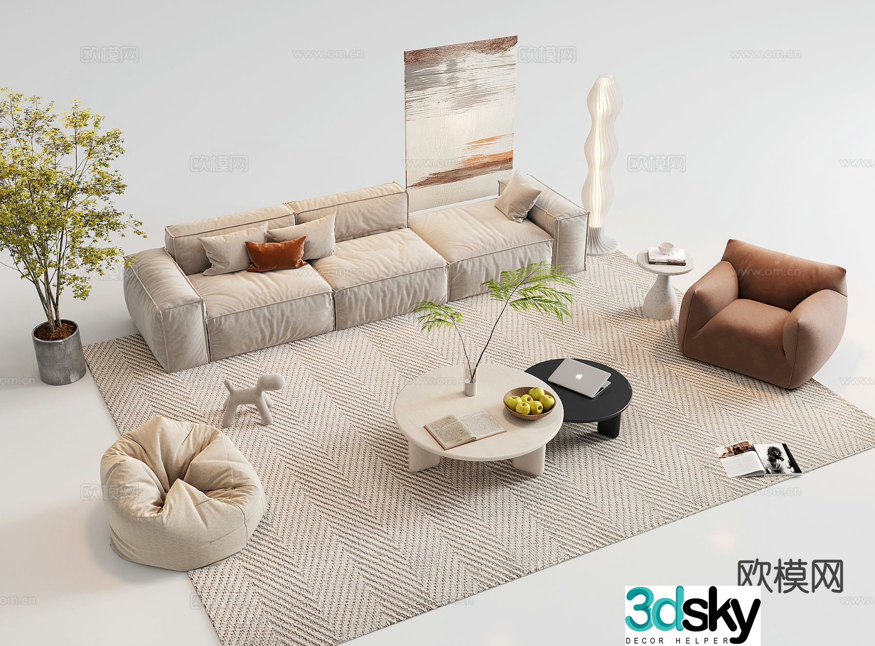 Modern sectional sofa 3d model
