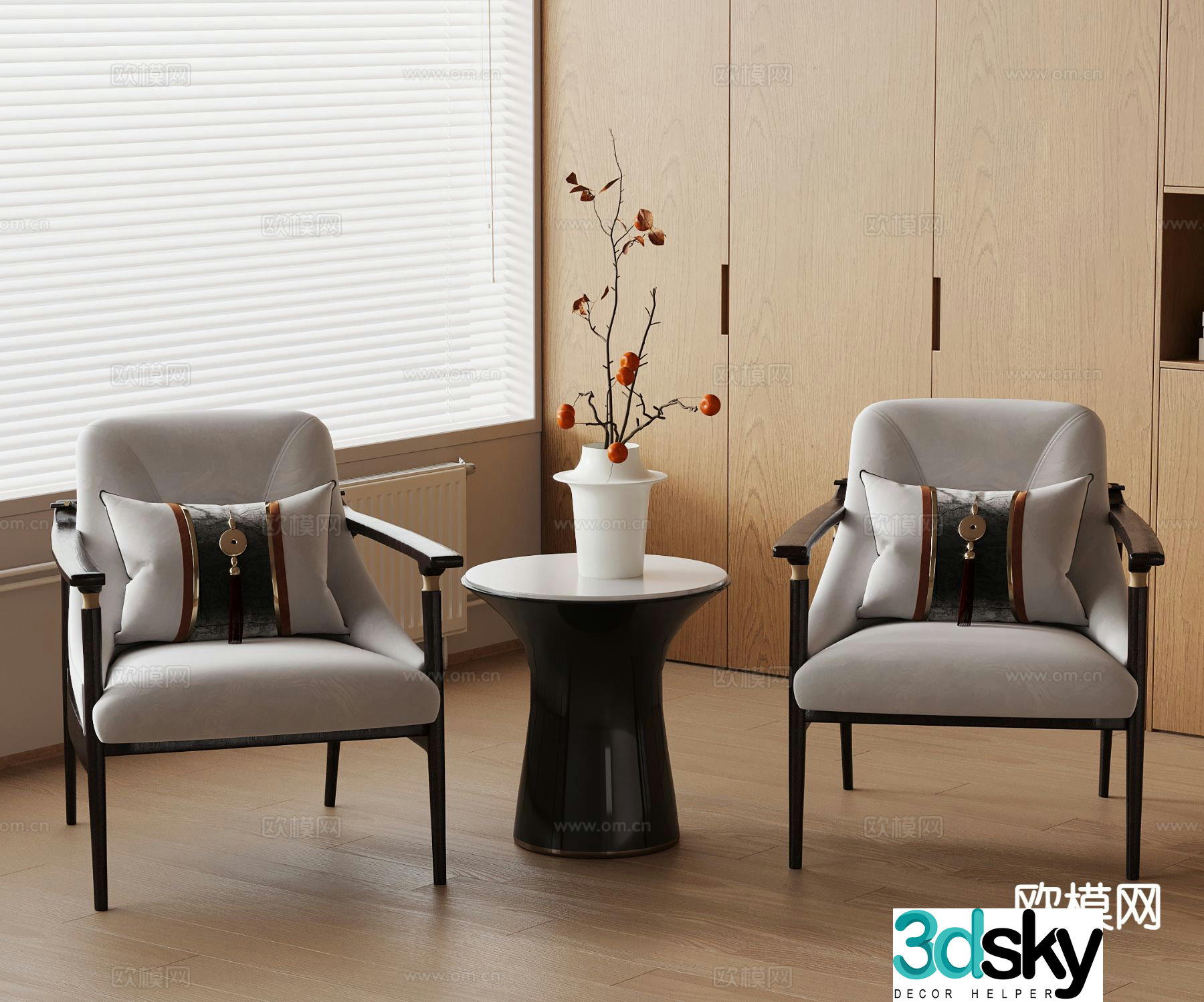 New Chinese style chair leisure chair 3d model