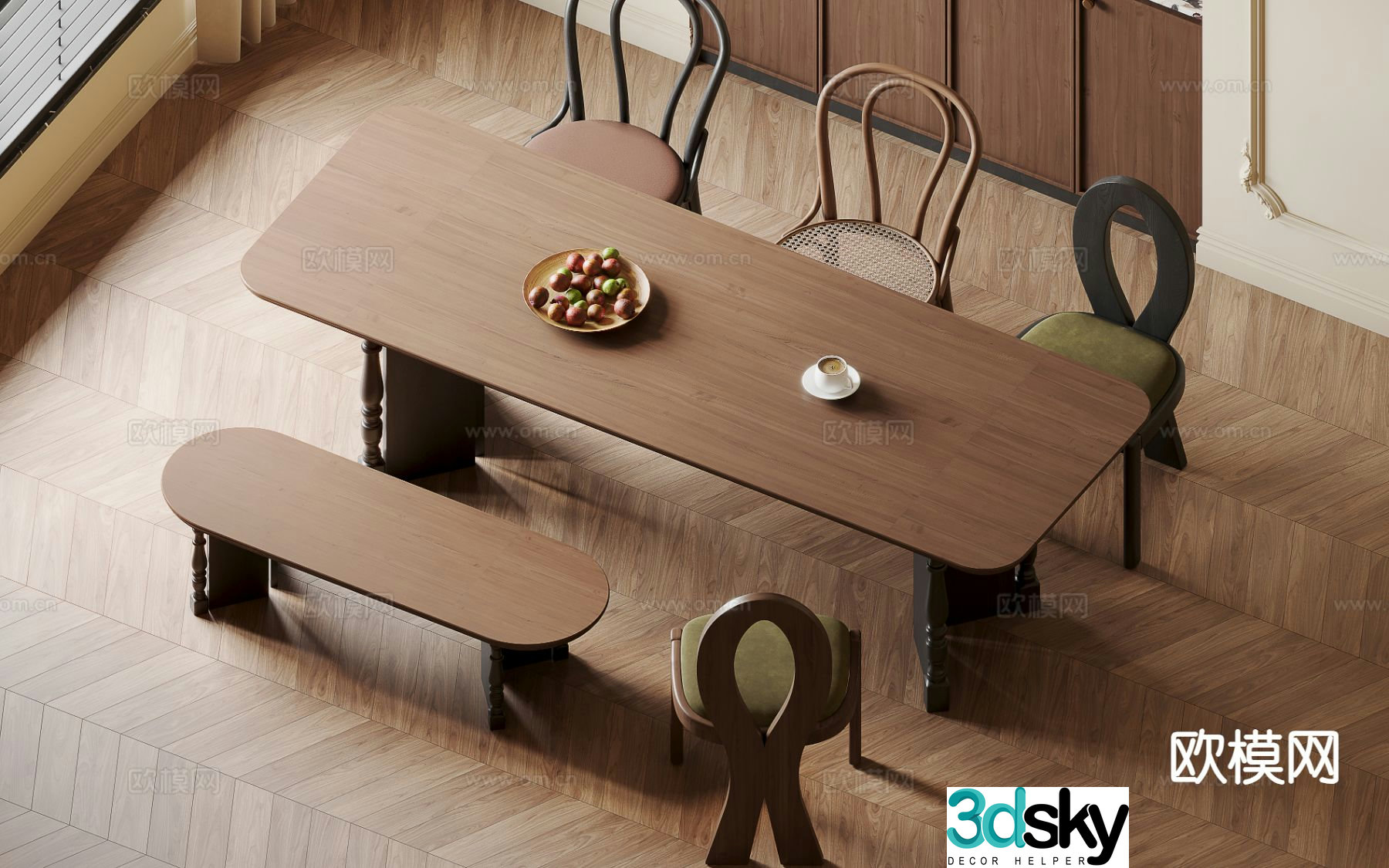 Medieval style dining table 3d model