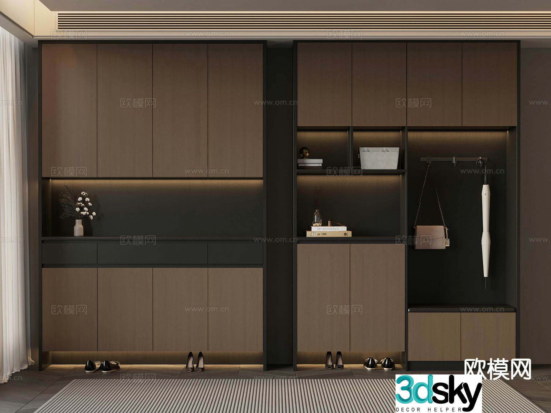 Italian style entrance shoe cabinet partition shoe cabinet 3d model