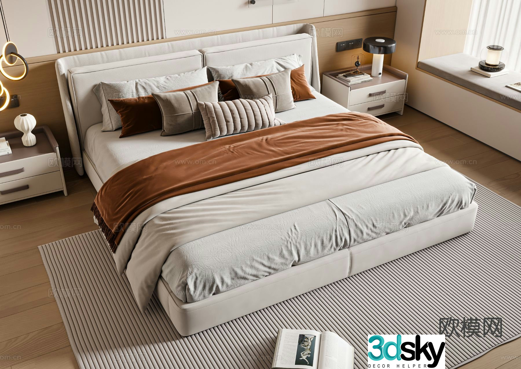 Italian double bed 3d model