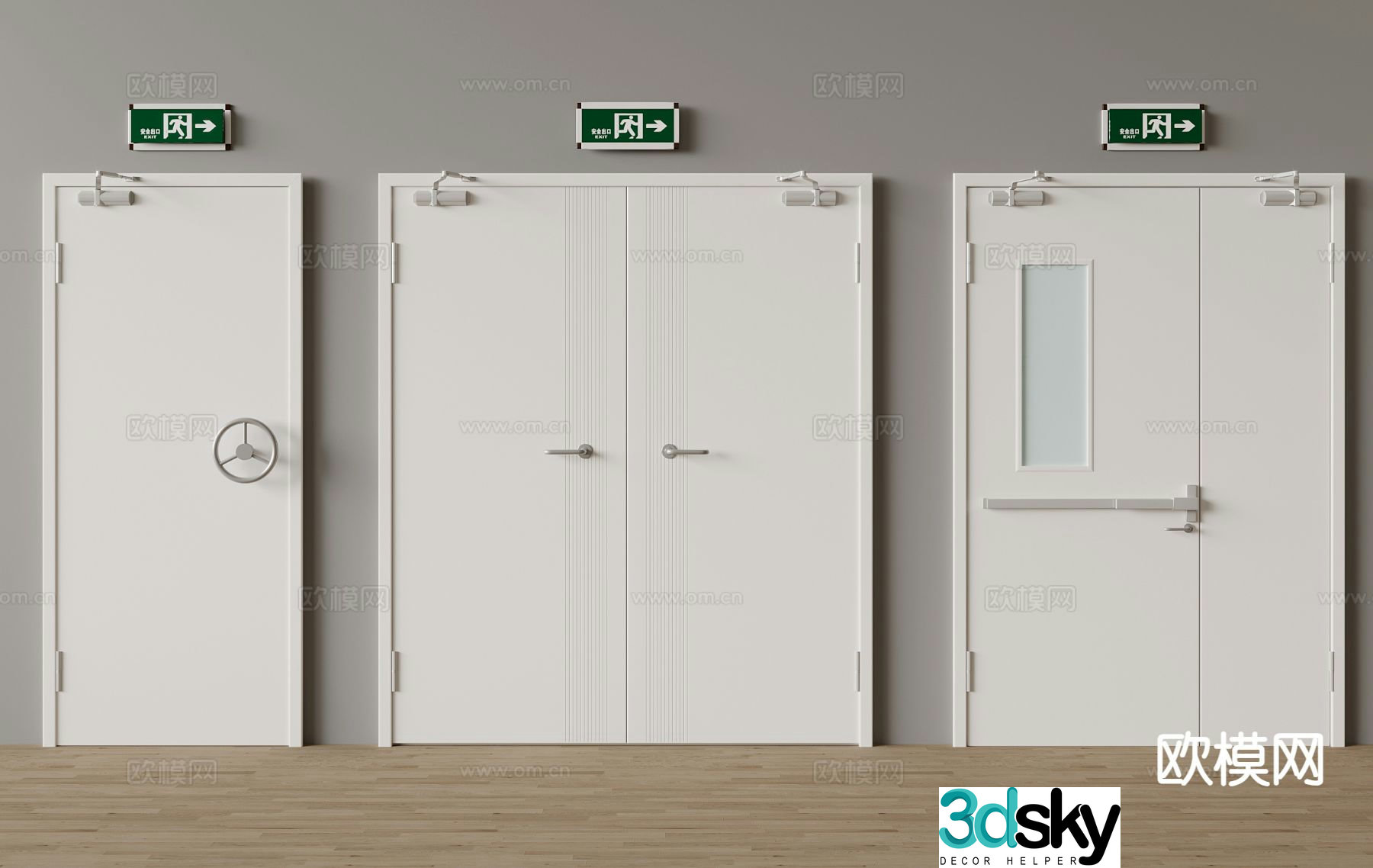 Modern fire door fire door emergency door 3d model