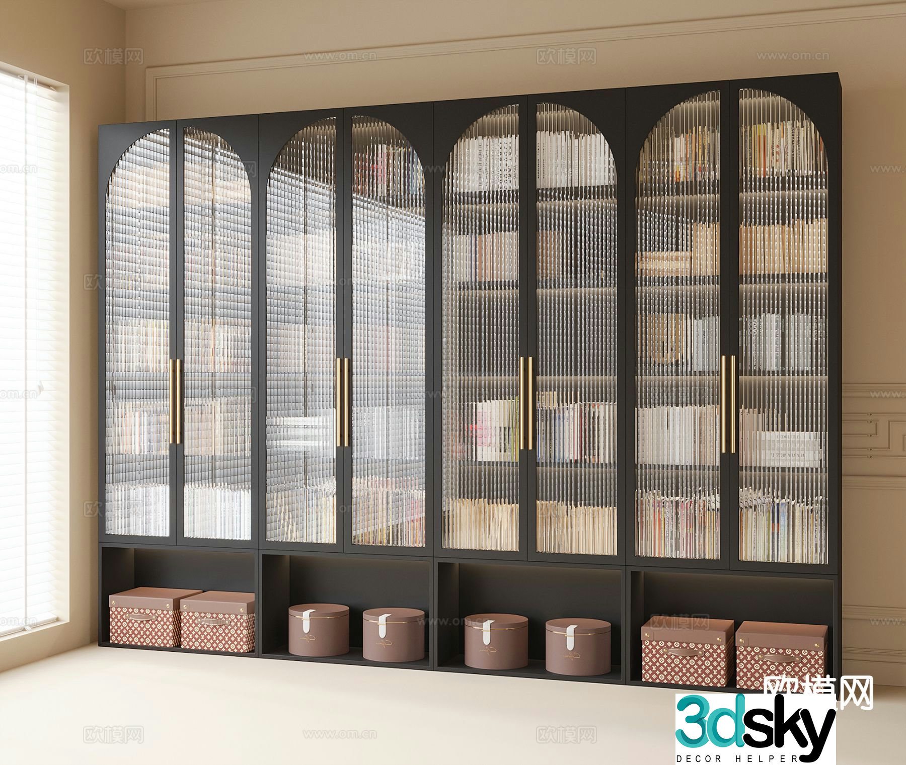 French bookcase glass bookcase 3d model