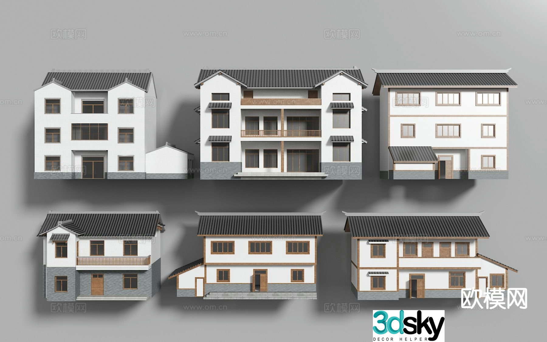 New Chinese-style rural self-built houses houses antique buildings ancient houses 3D model