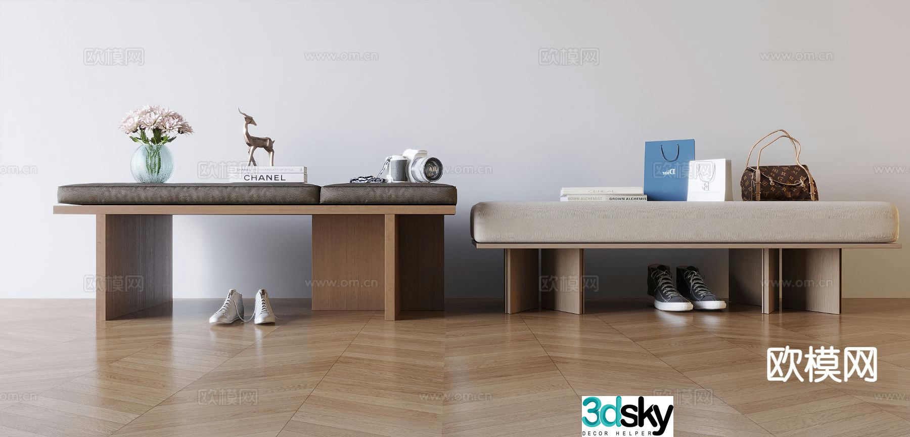 Modern shoe changing stool sofa stool bed end stool bench 3D model