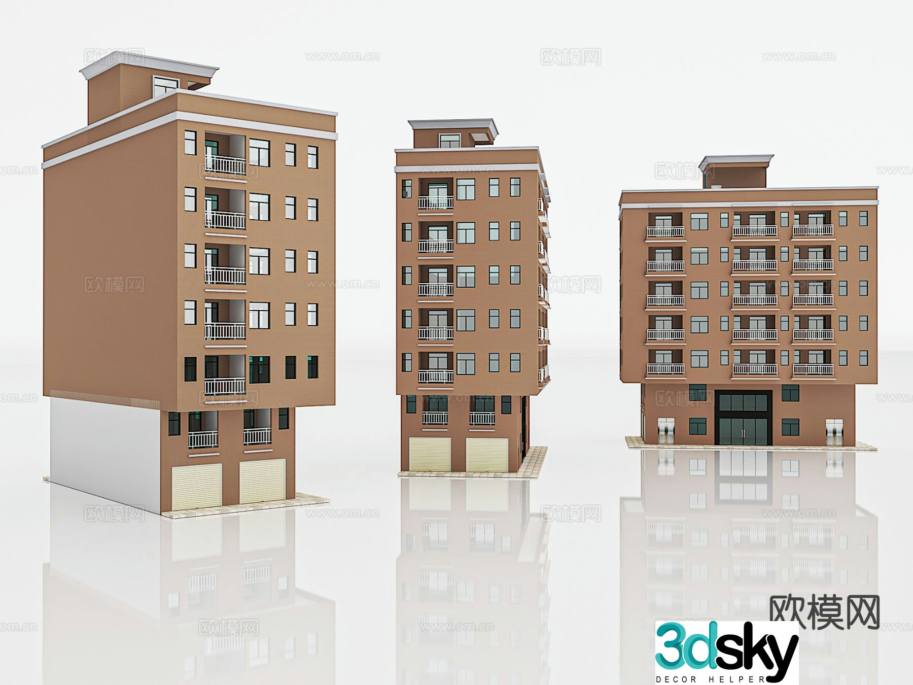 Residential components high-rise buildings rural buildings 3D model