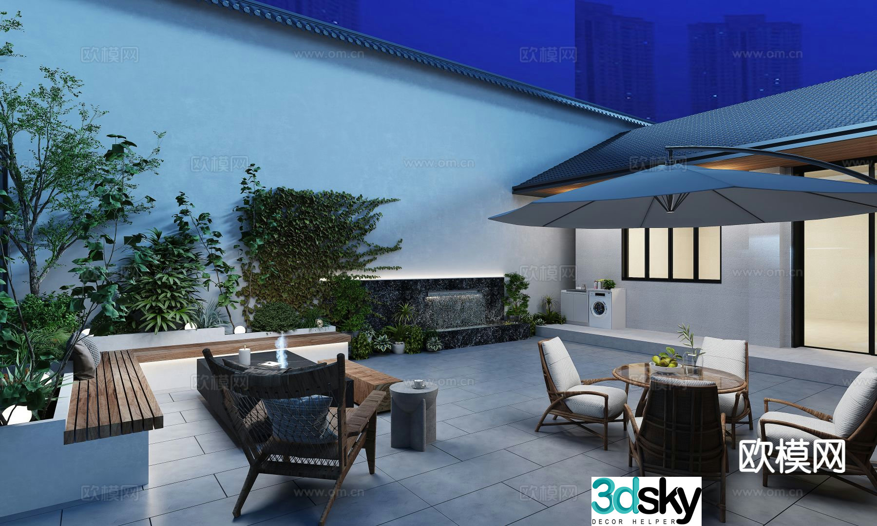 Courtyard landscape backyard 3d model