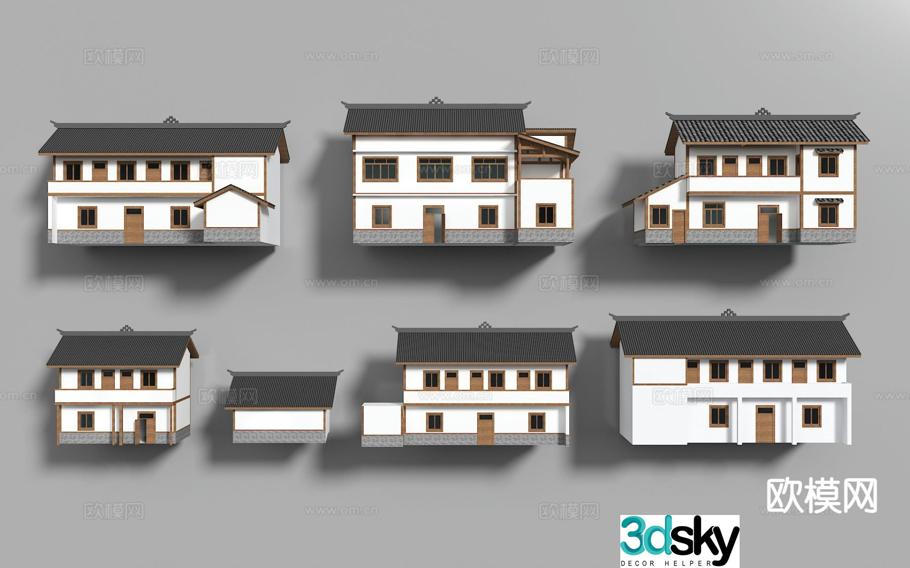 New Chinese-style rural self-built houses houses antique buildings ancient houses 3D model