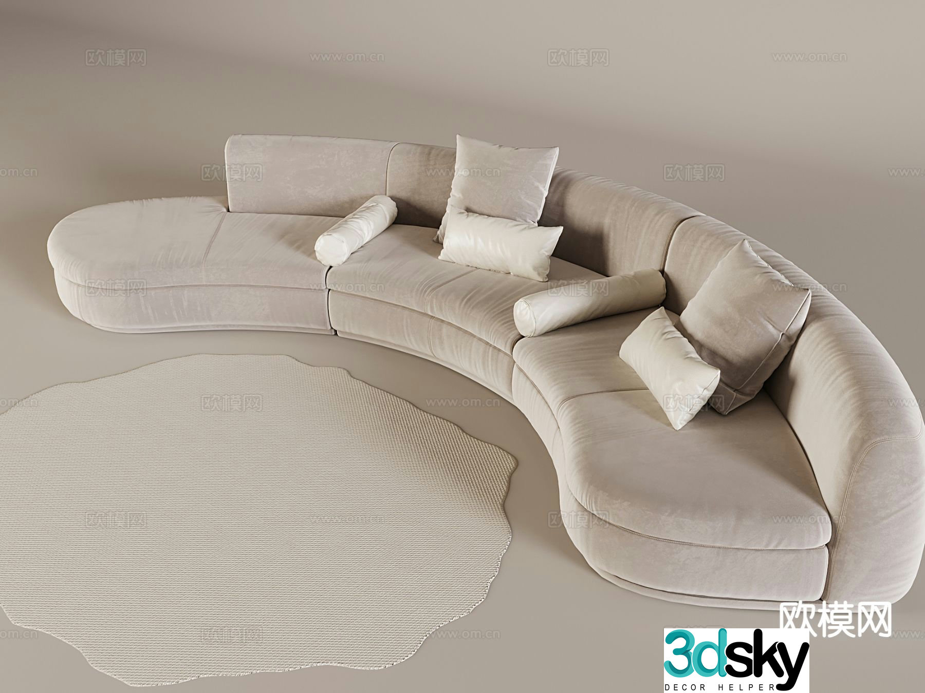 Italian multi-person sofa semi-circular arc sofa 3D model
