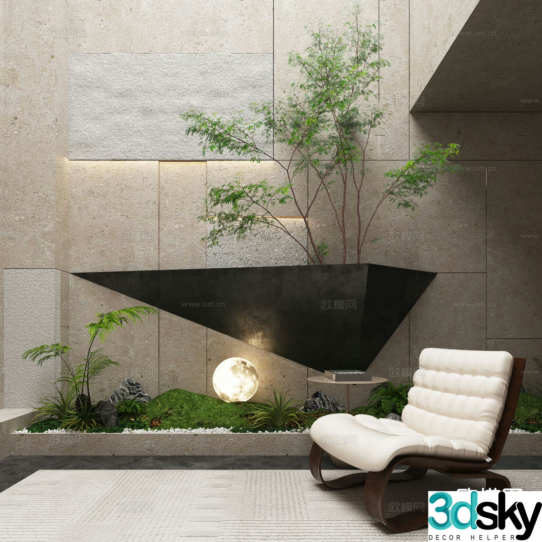Modern patio plant landscape flower border micro-terrain landscaping 3D model