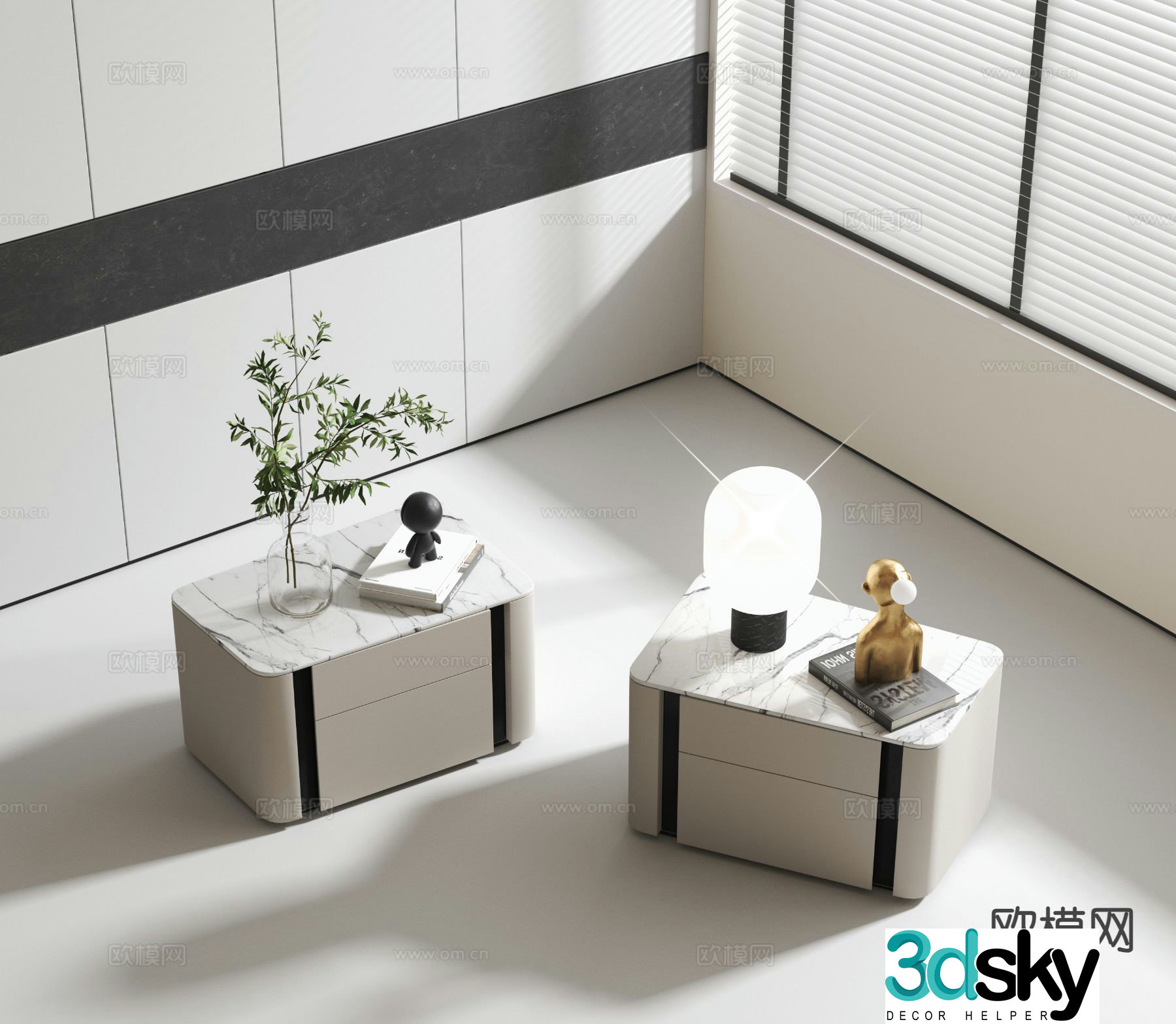 Modern bedside table 3d model