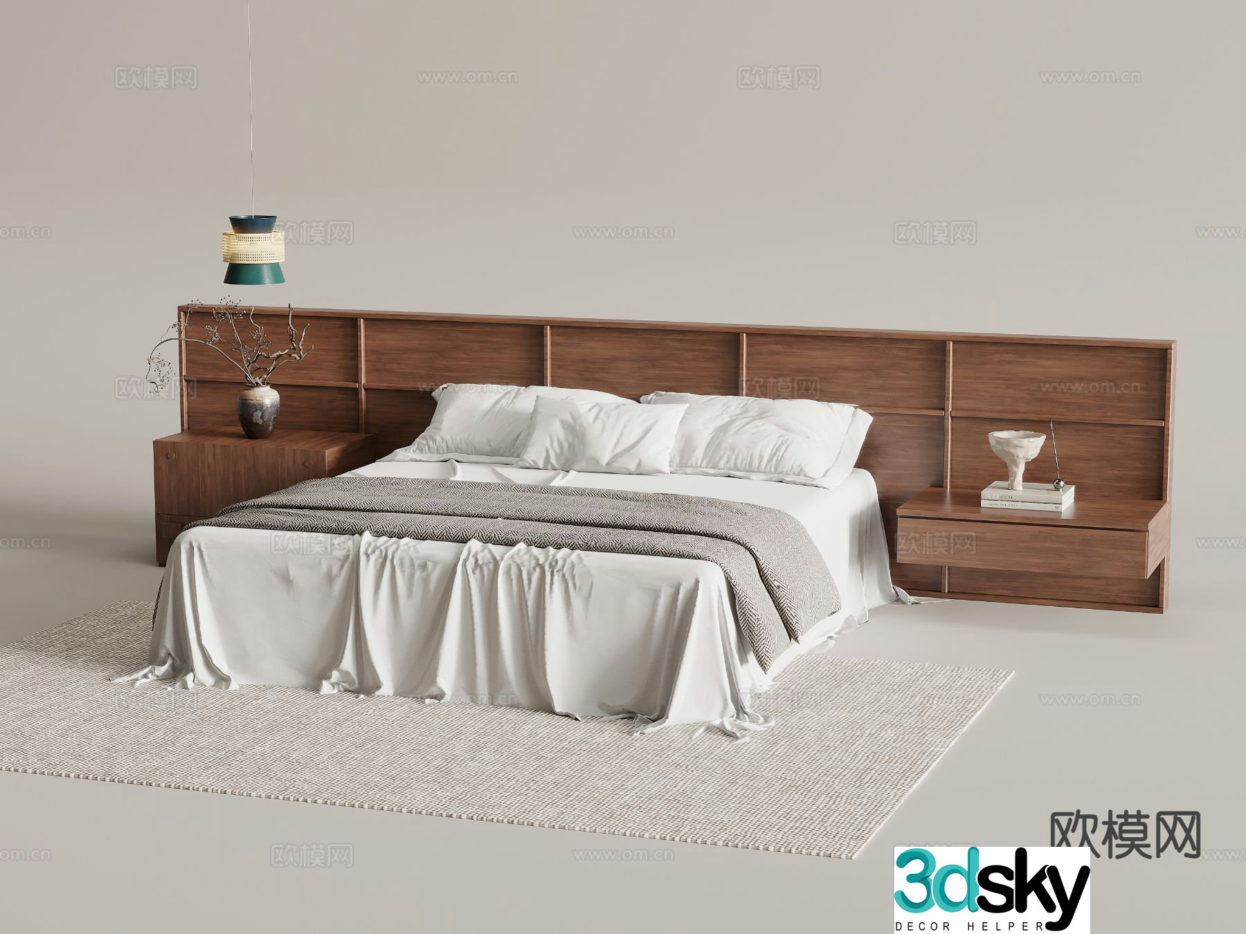 Medieval style double bed 3d model