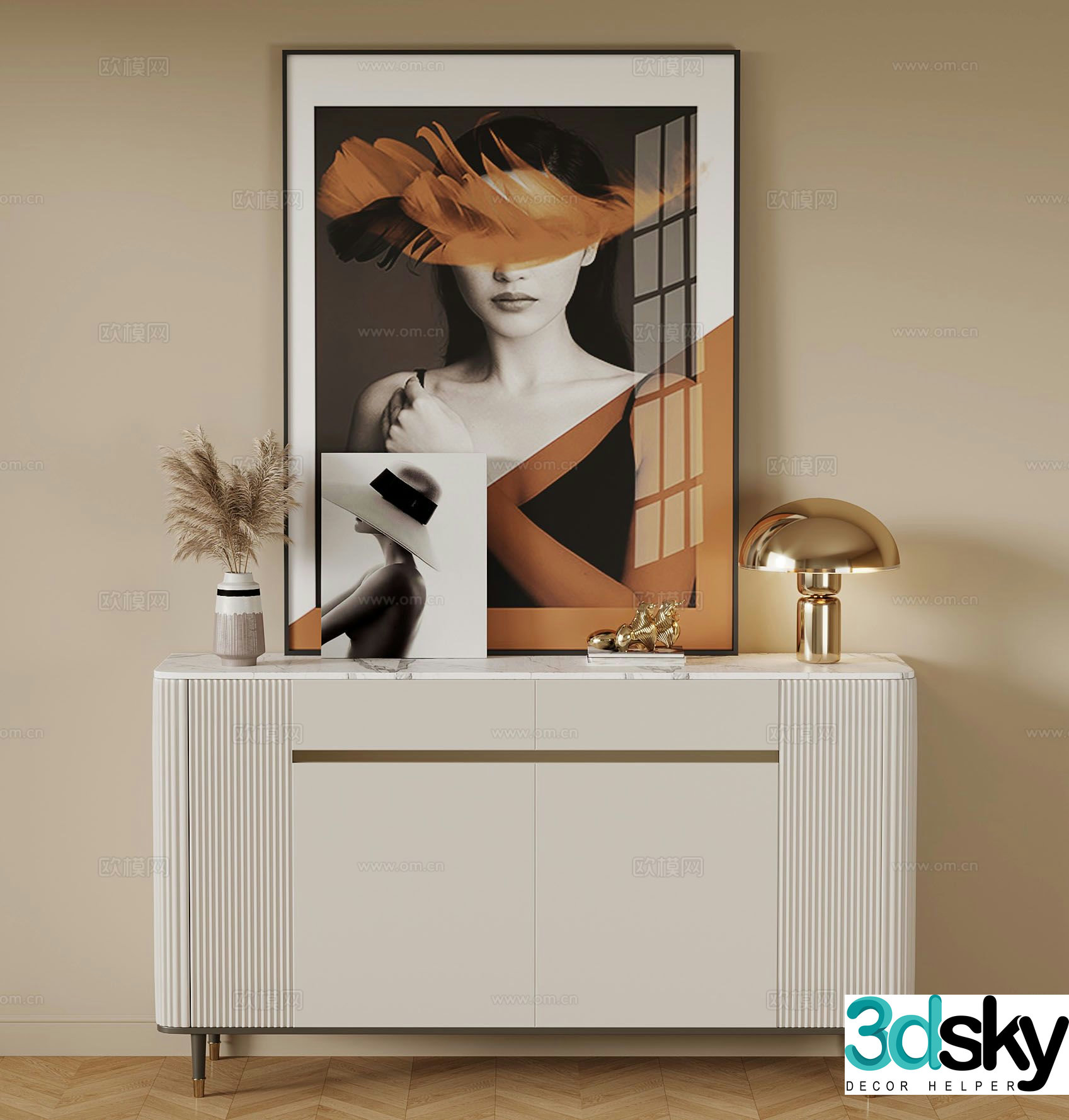 Modern side cabinet porch cabinet 3D model