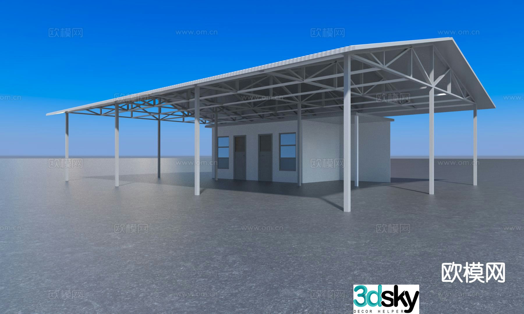 Modern factory greenhouse, color steel house, color steel house 3D model