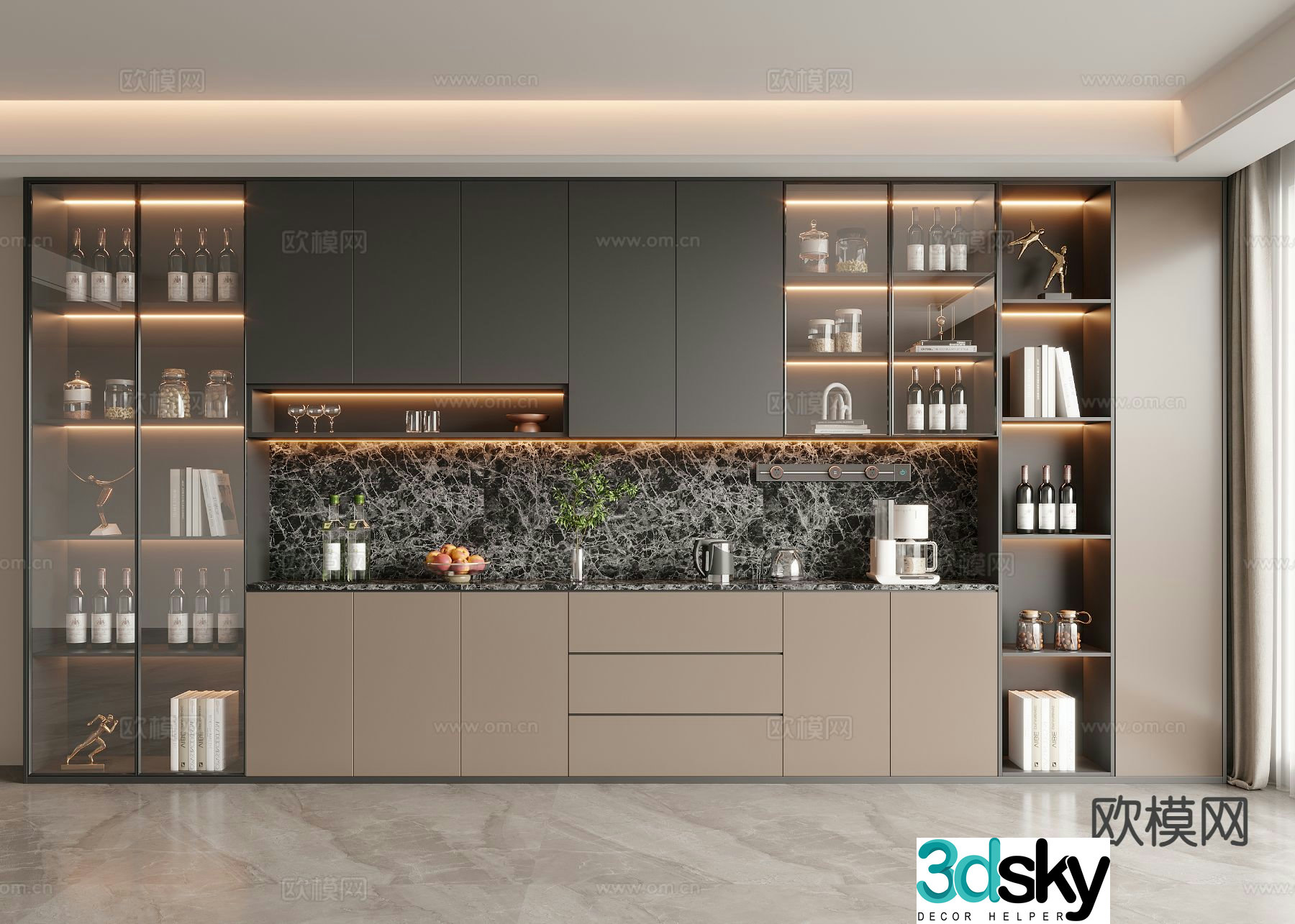 Italian wine cabinet sideboard 3d model