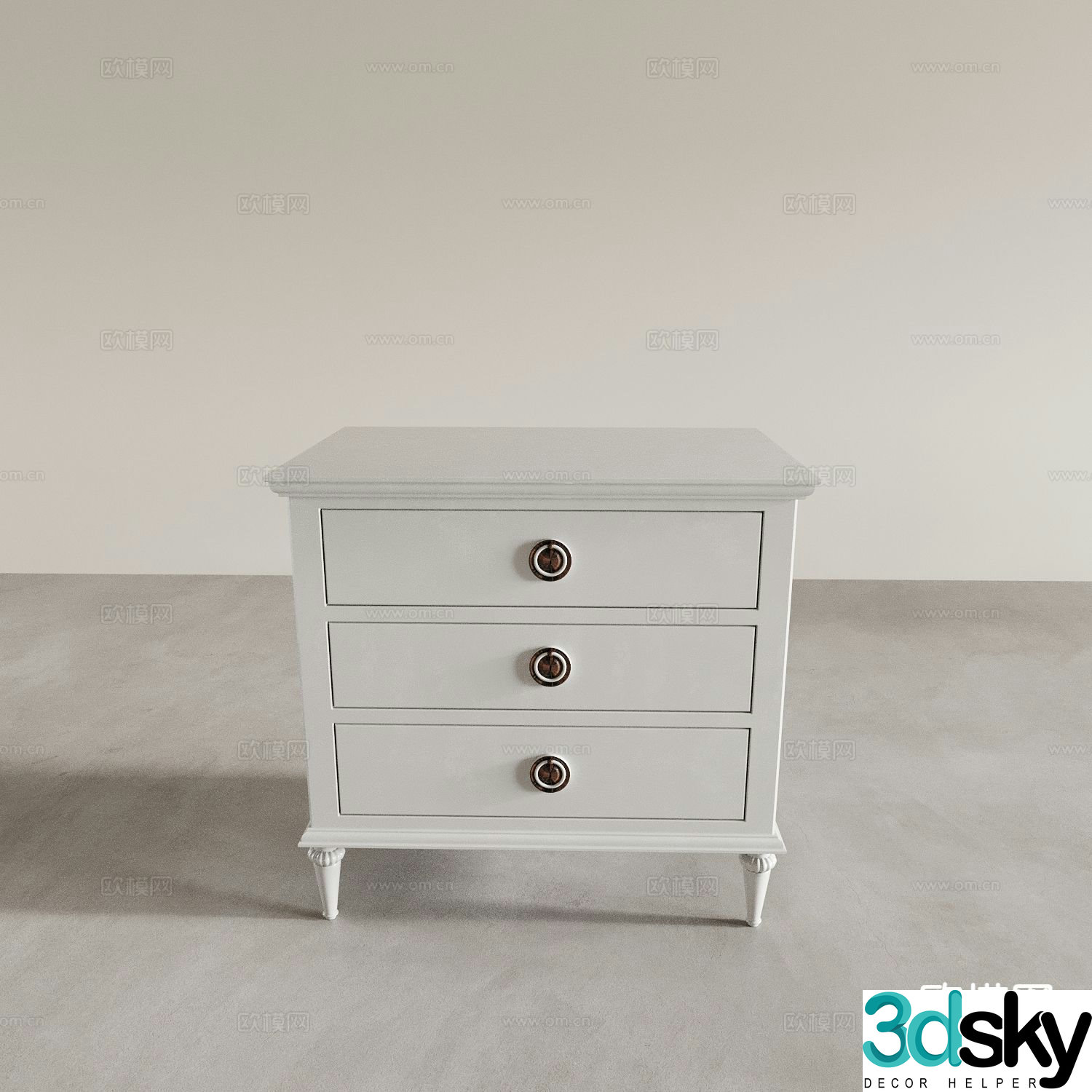 Simple European bedside table 3d model
