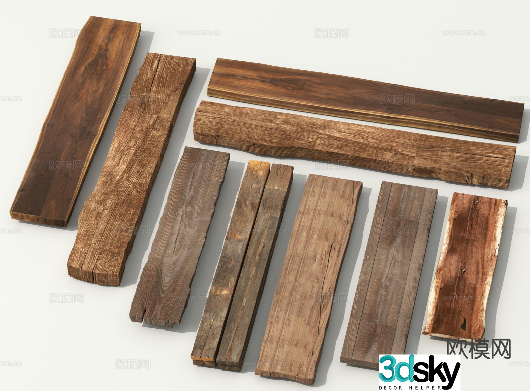 old wood wood strips wood block 3d model