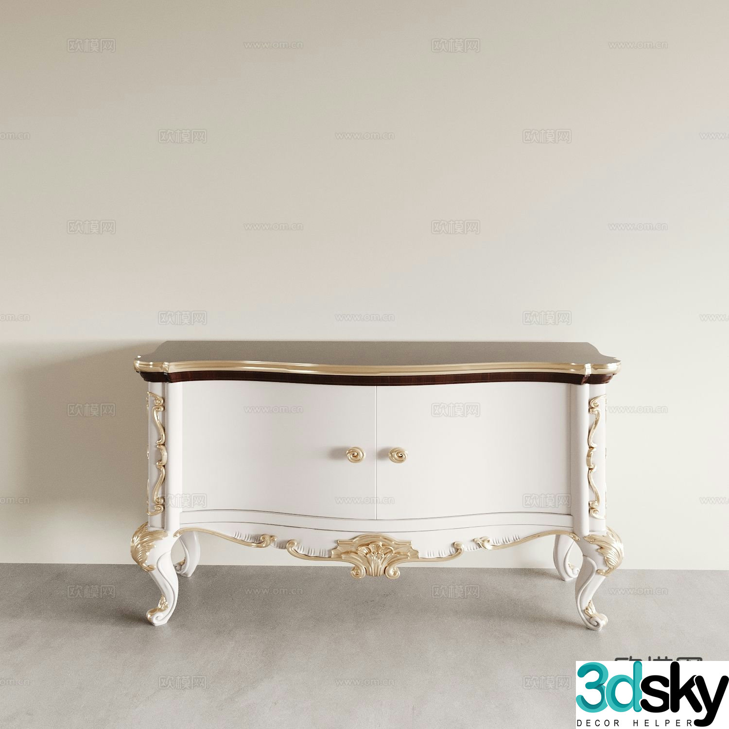 American bedside table 3d model