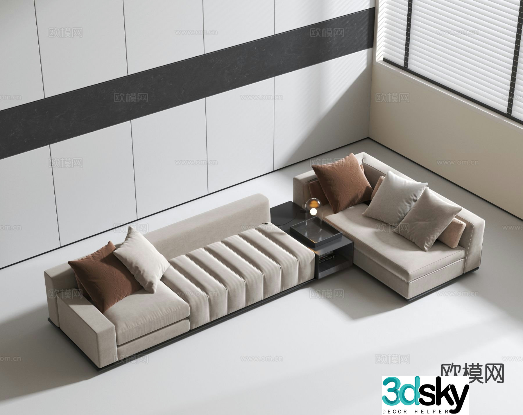 Modern multi-seater sofa 3d model