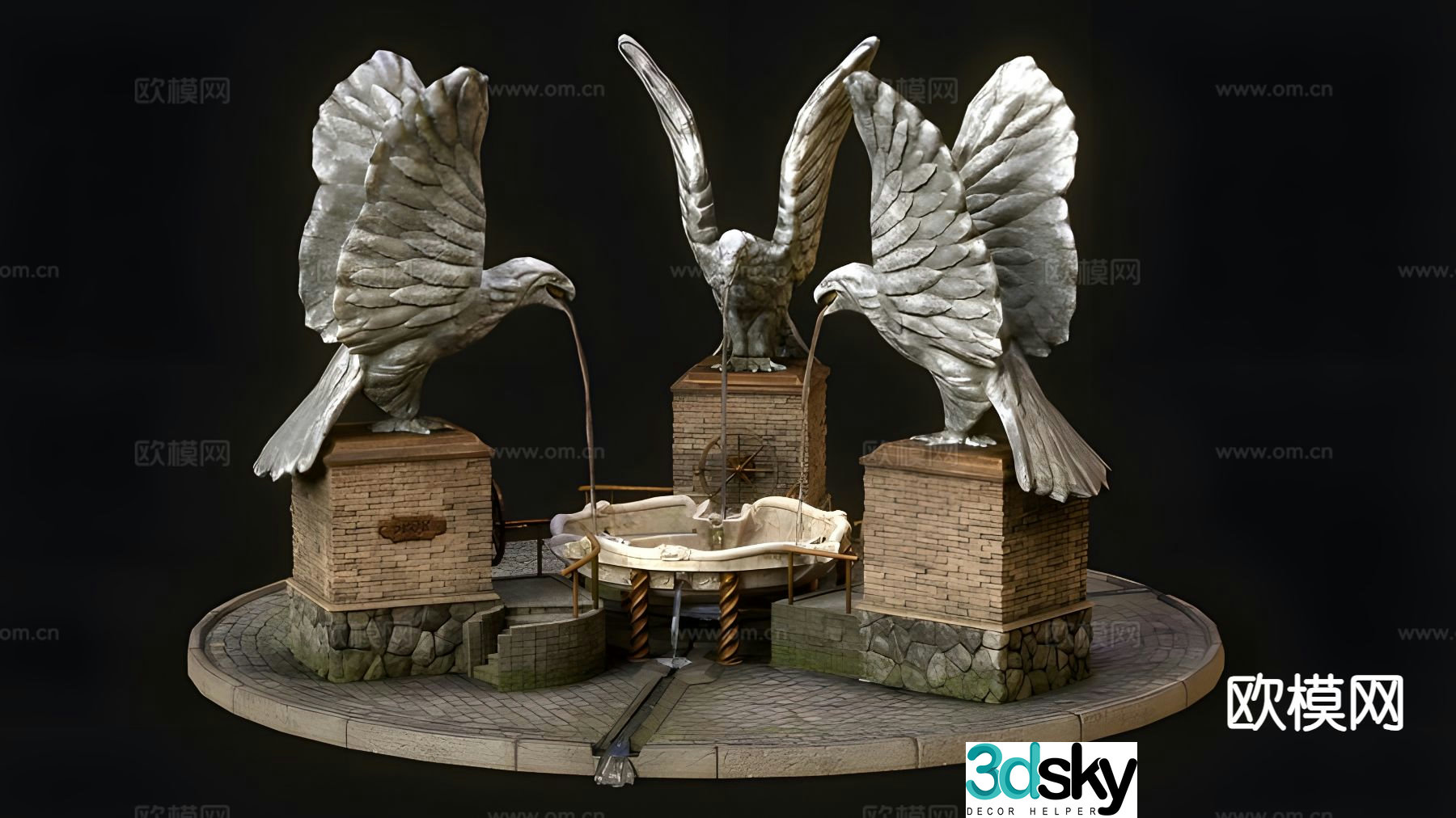 Eagle Snake Well Game Props Landscape Sculpture 3D Model