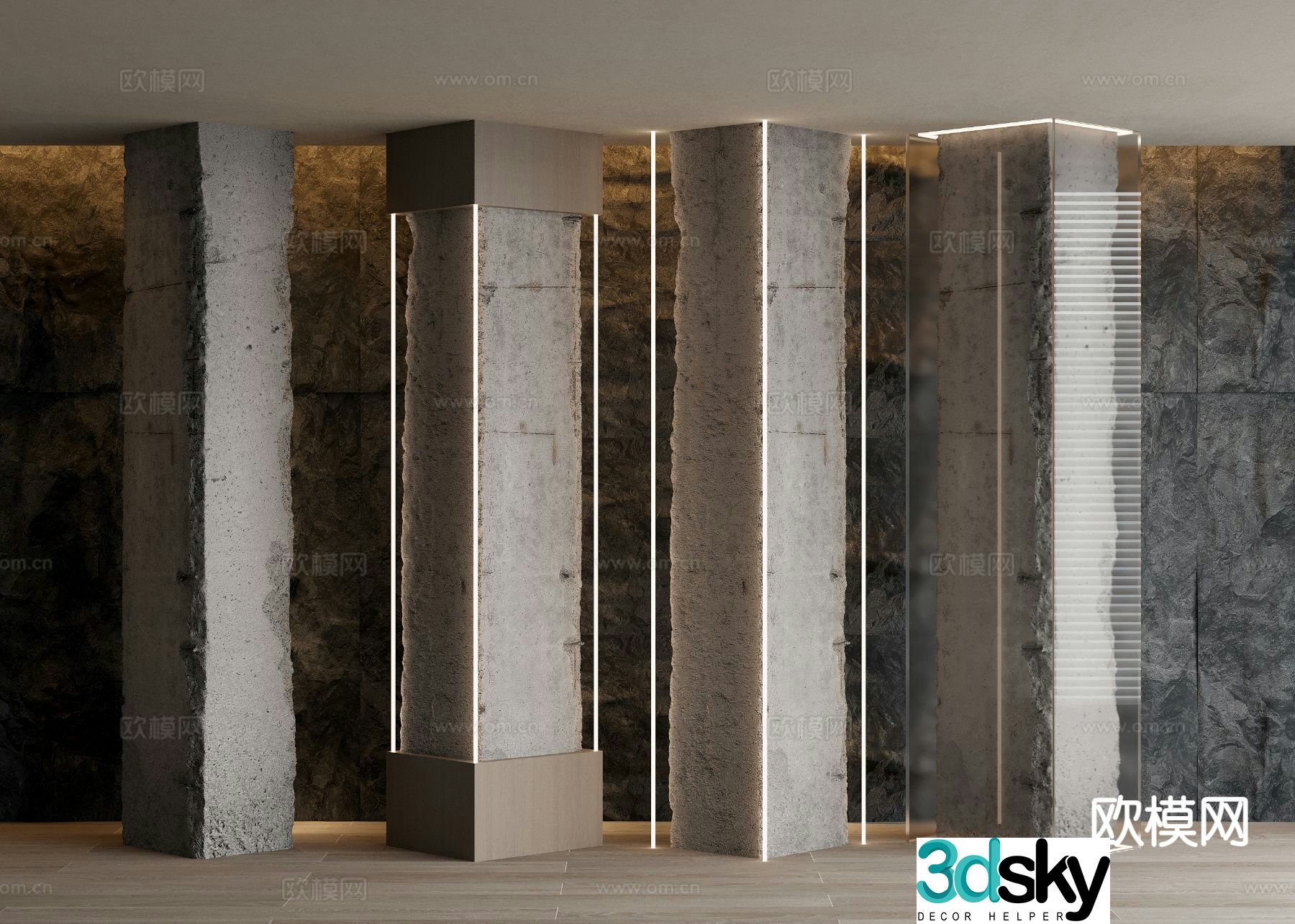 Cement column Concrete cement column Decorative column Cement wall 3D model