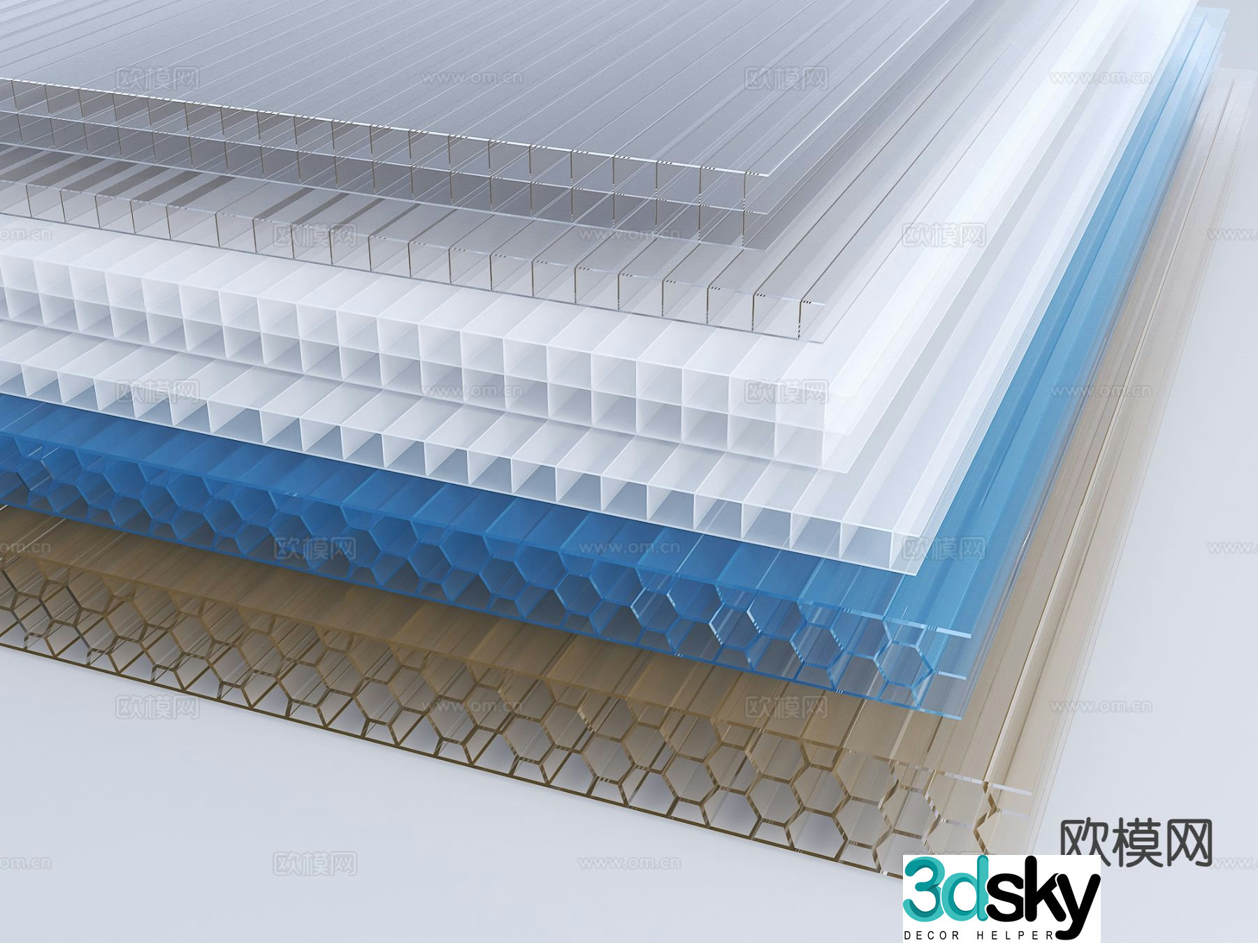 Sun panel transparent tiles canopy carport thermal insulation board 3d model