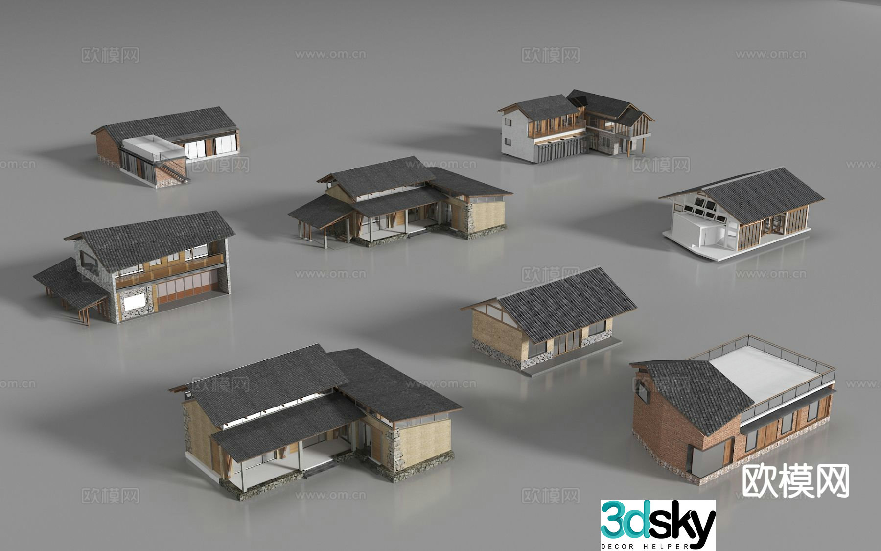 New Chinese-style rural self-built houses houses antique buildings ancient houses 3D model