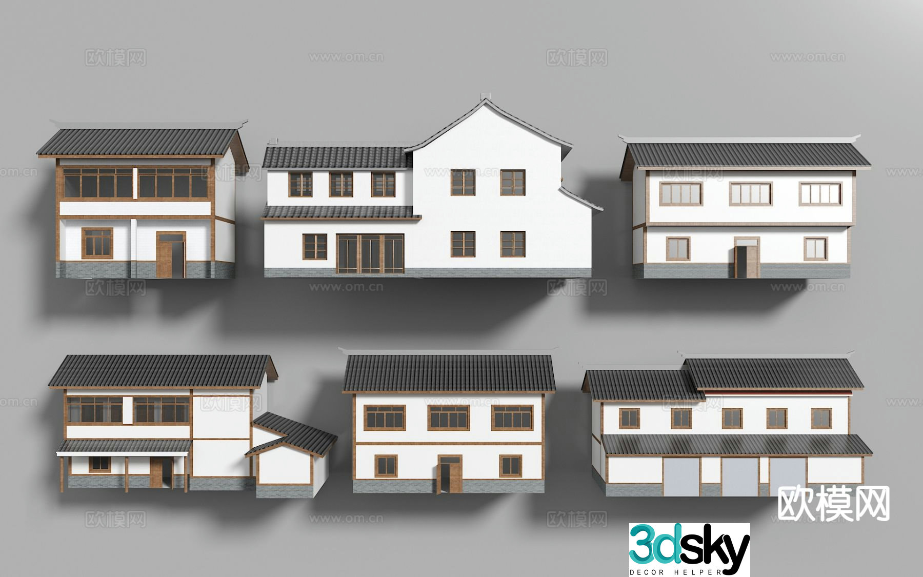 New Chinese-style rural self-built houses houses antique buildings ancient houses 3D model
