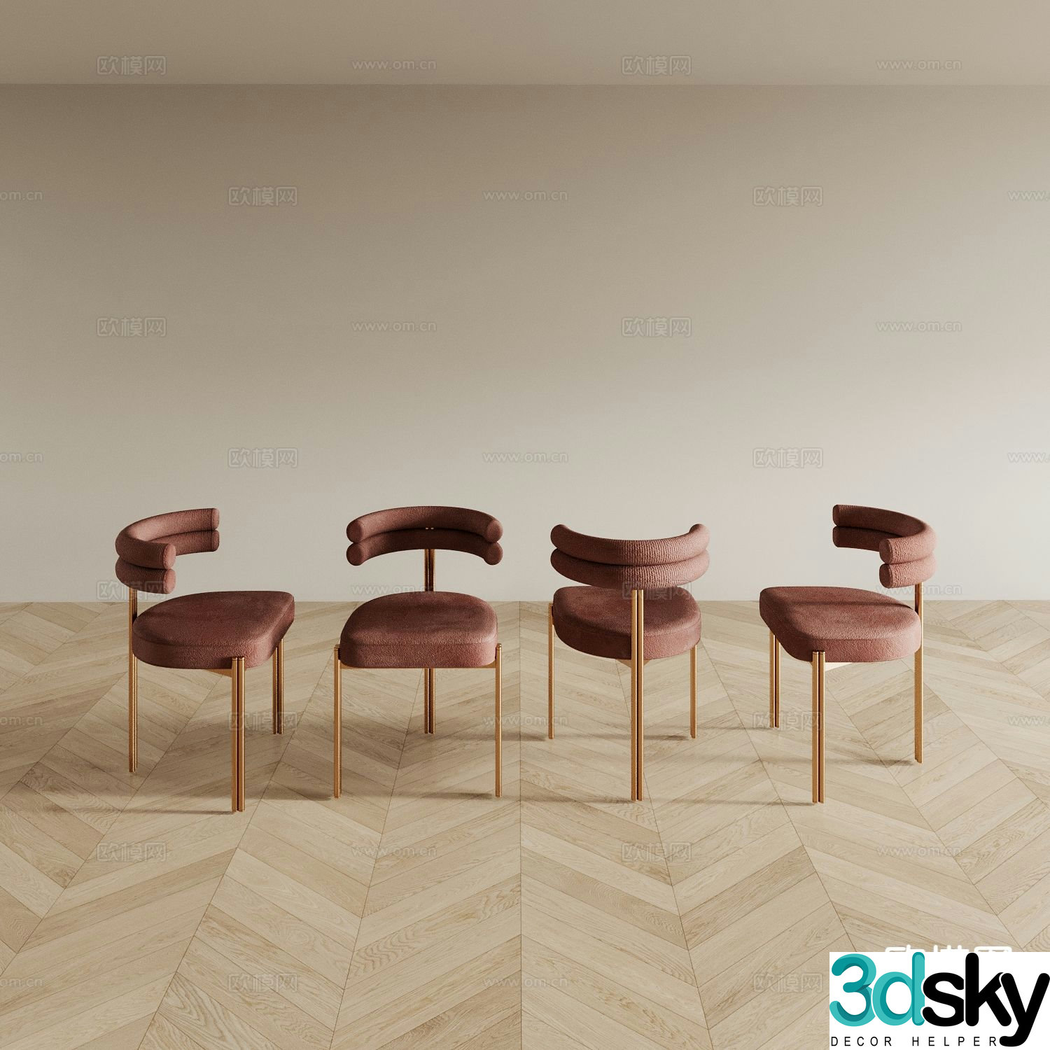 French stool dining chair dining stool 3d model