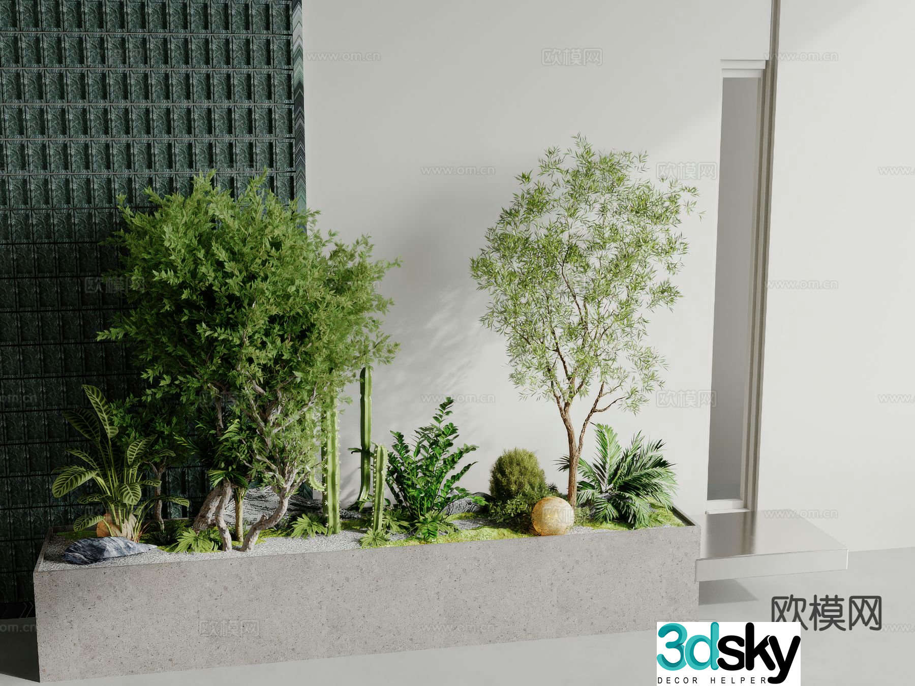 Plant pile landscape plant plant combination tree pool 3D model