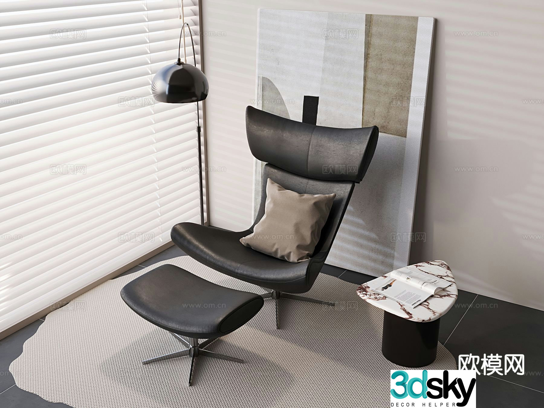Nordic style lounge chair 3d model