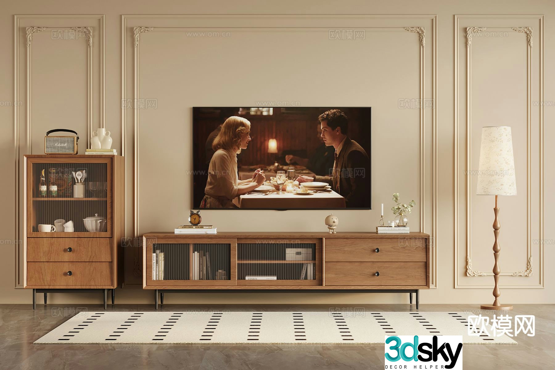 Medieval style TV cabinet 3D model