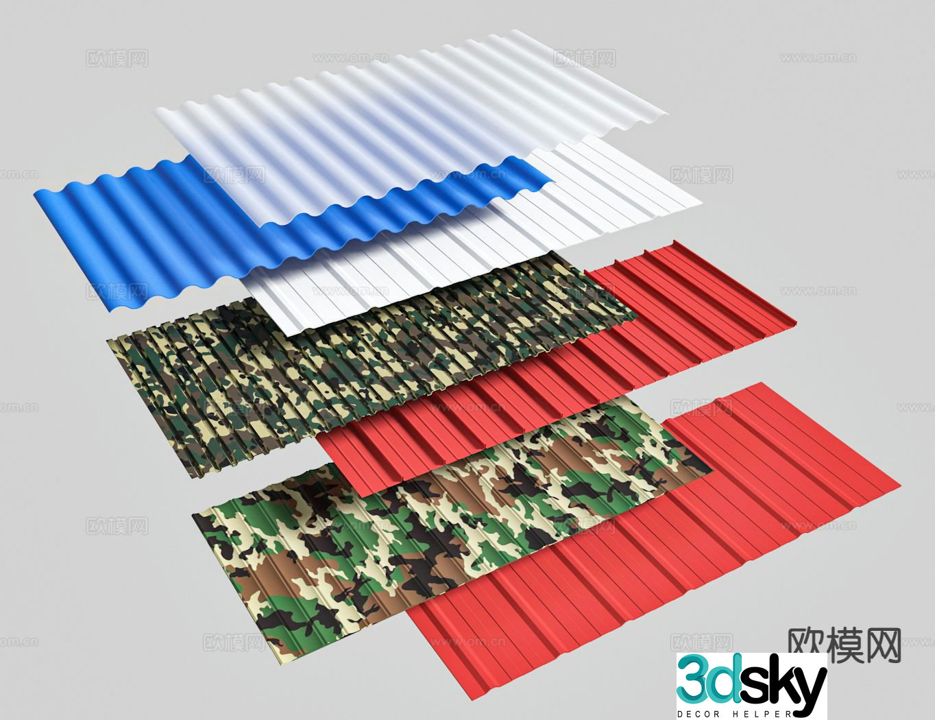 Color steel tile iron tile iron tile 3D model