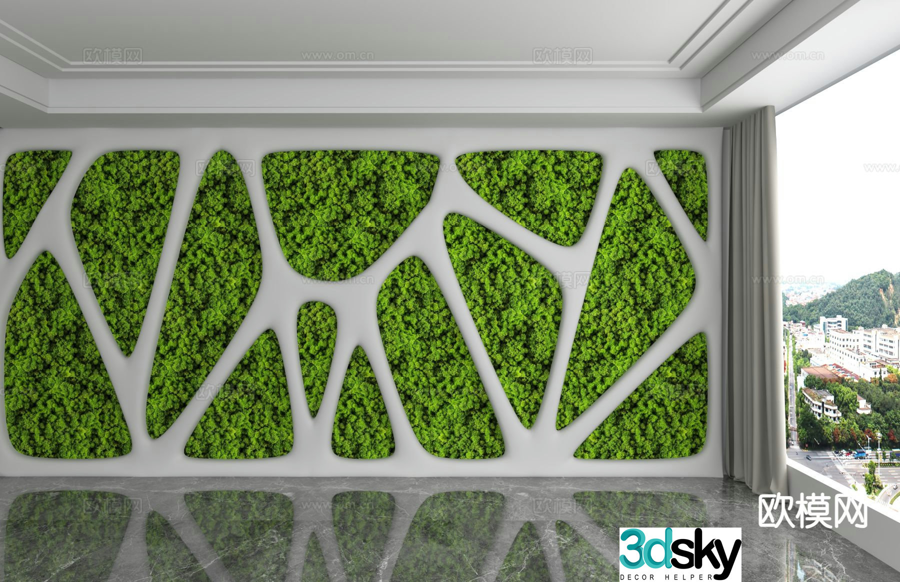 Modern background wall plant wall moss wall 3d model